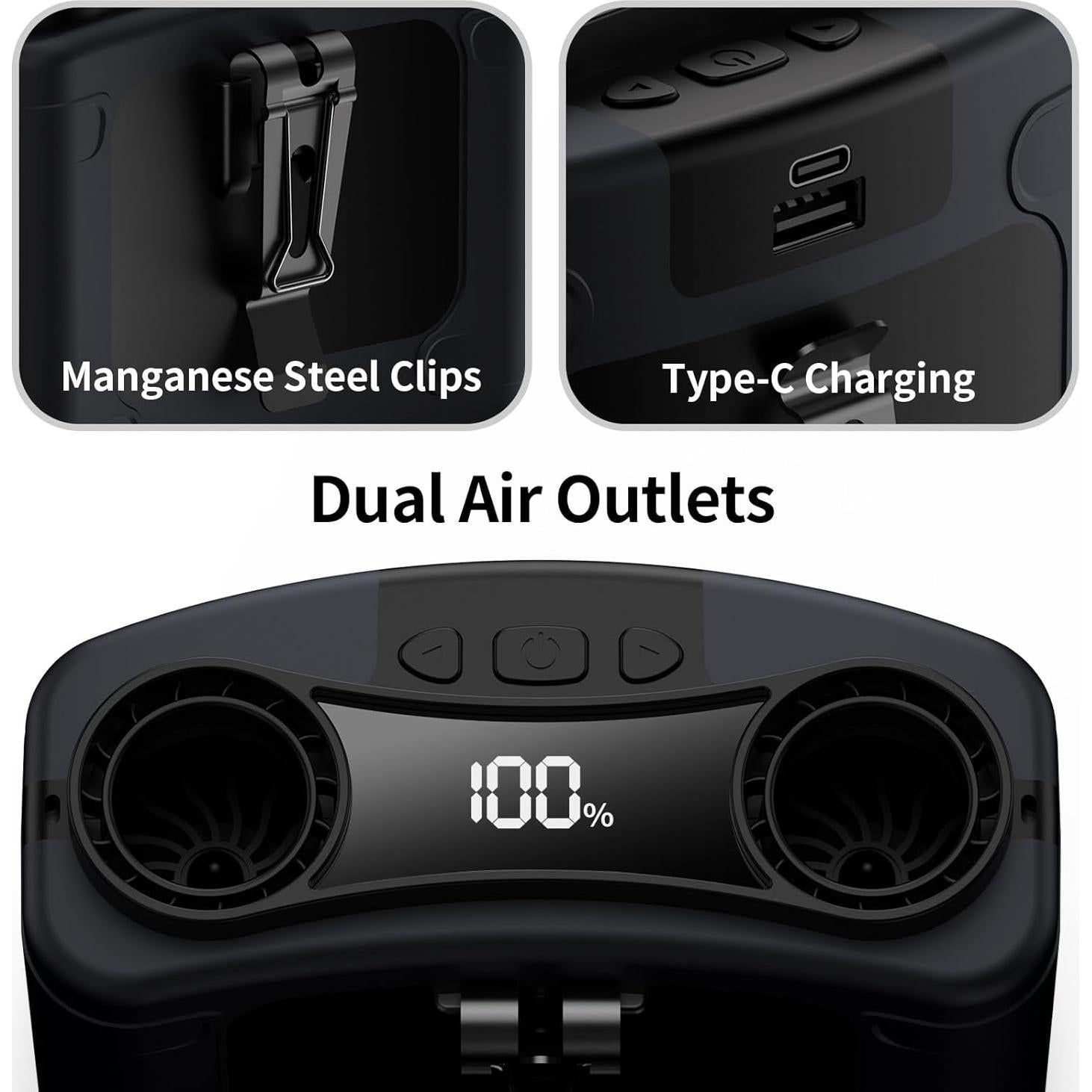 Ventilador Portátil Socool K60 10000mAh Clip Cintura 10 Velocidades