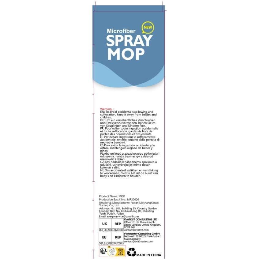 Mopa Húmeda EXEGO con 3 Almohadillas Reutilizables 440ML