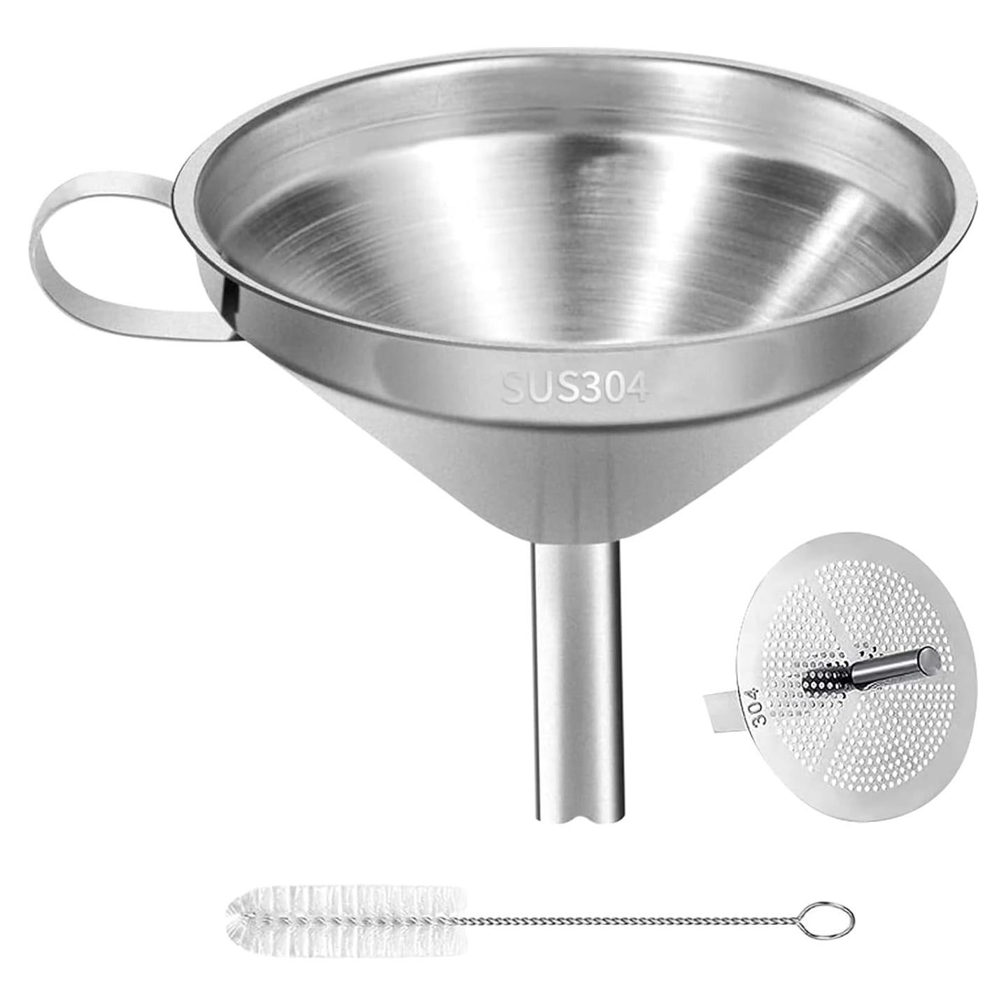 Embudo de Acero Inoxidable Ecurfu 10.9 cm con Colador Desmontable