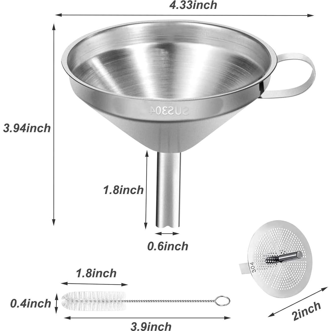 Embudo de Acero Inoxidable Ecurfu 10.9 cm con Colador Desmontable