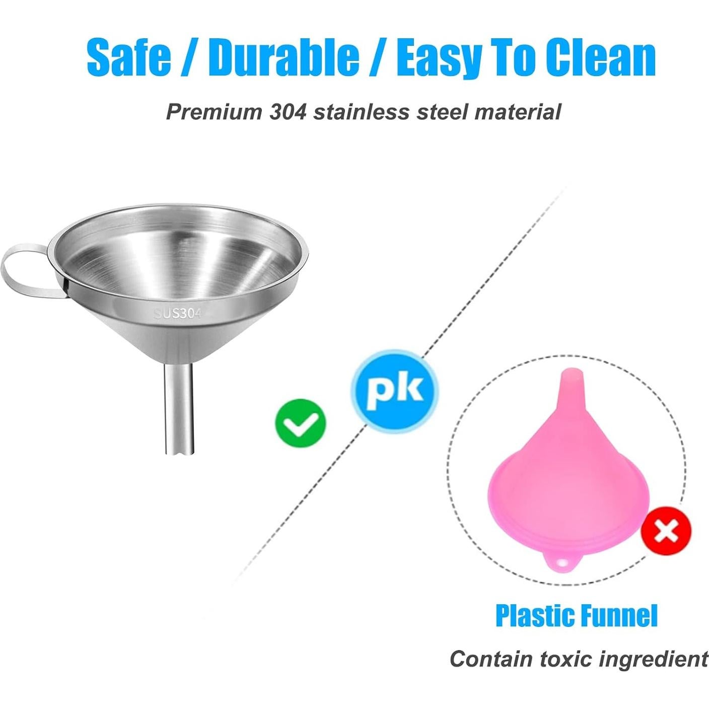 Embudo de Acero Inoxidable Ecurfu 10.9 cm con Colador Desmontable