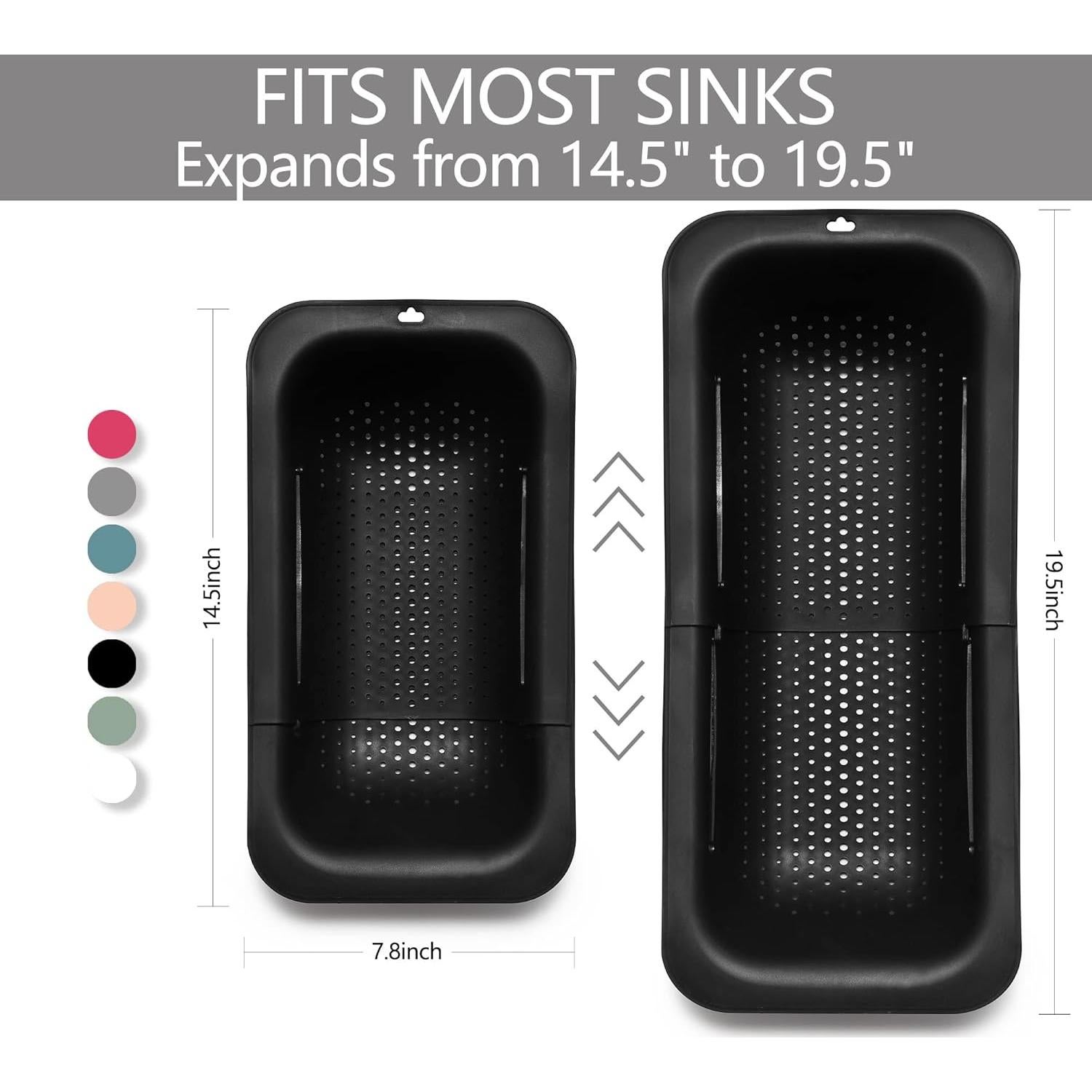 Colador Ajustable de Silicona Domonic Home Negro 36.8-49.5cm