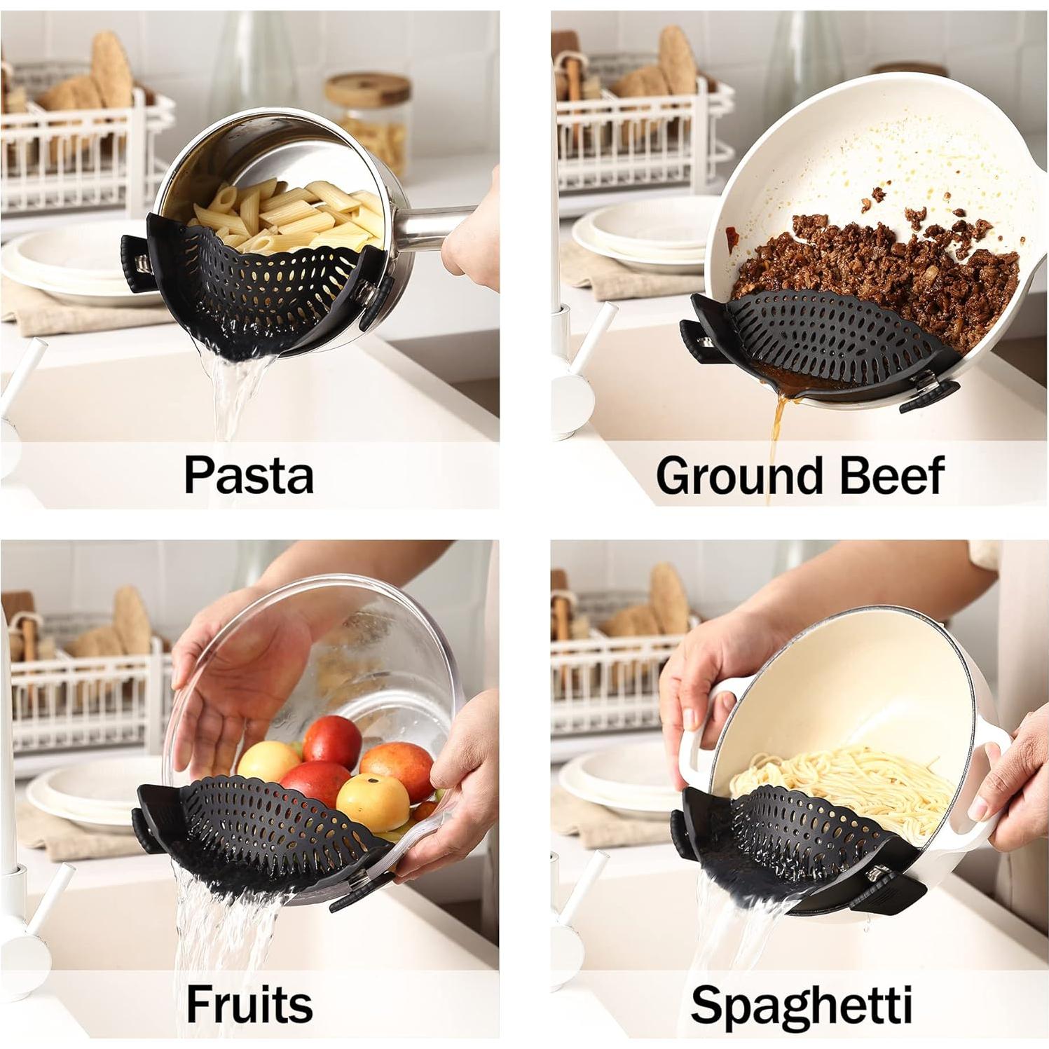 Colador Ajustable de Silicona Domonic Home Negro 36.8-49.5cm