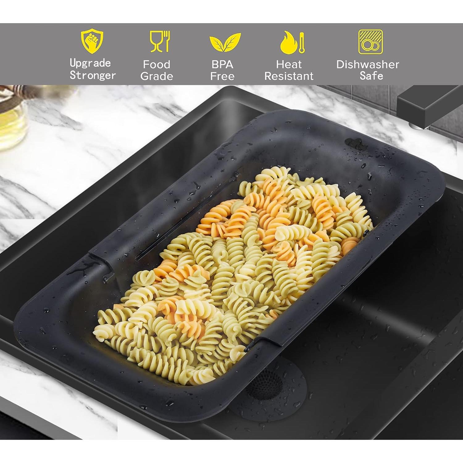 Colador Ajustable de Silicona Domonic Home Negro 36.8-49.5cm