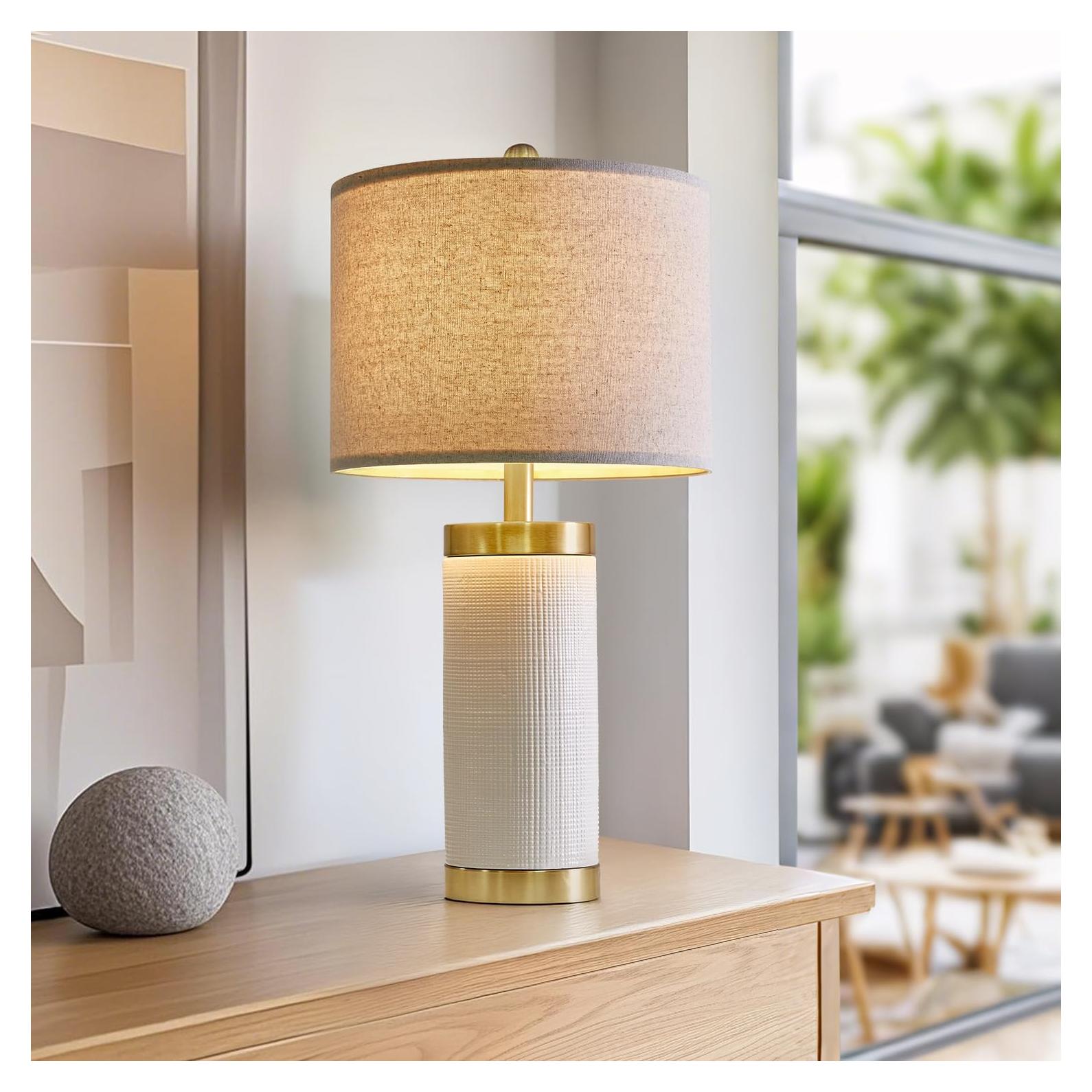 Lámpara de Mesa Cerámica Blanca USumkky 62cm Moderna