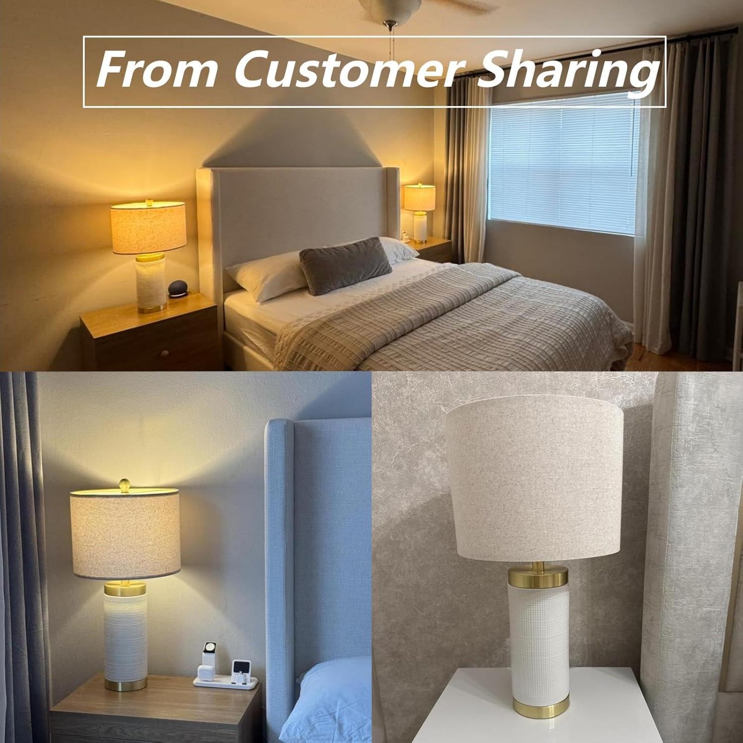 Lámpara de Mesa Cerámica Blanca USumkky 62cm Moderna