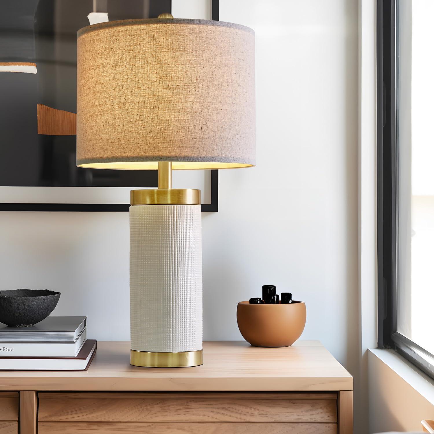 Lámpara de Mesa Cerámica Blanca USumkky 62cm Moderna