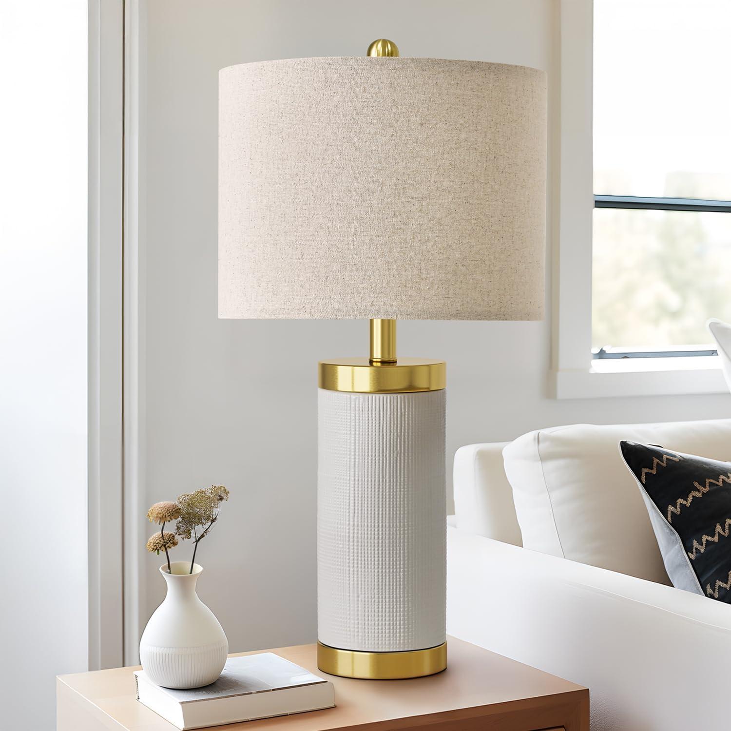 Lámpara de Mesa Cerámica Blanca USumkky 62cm Moderna