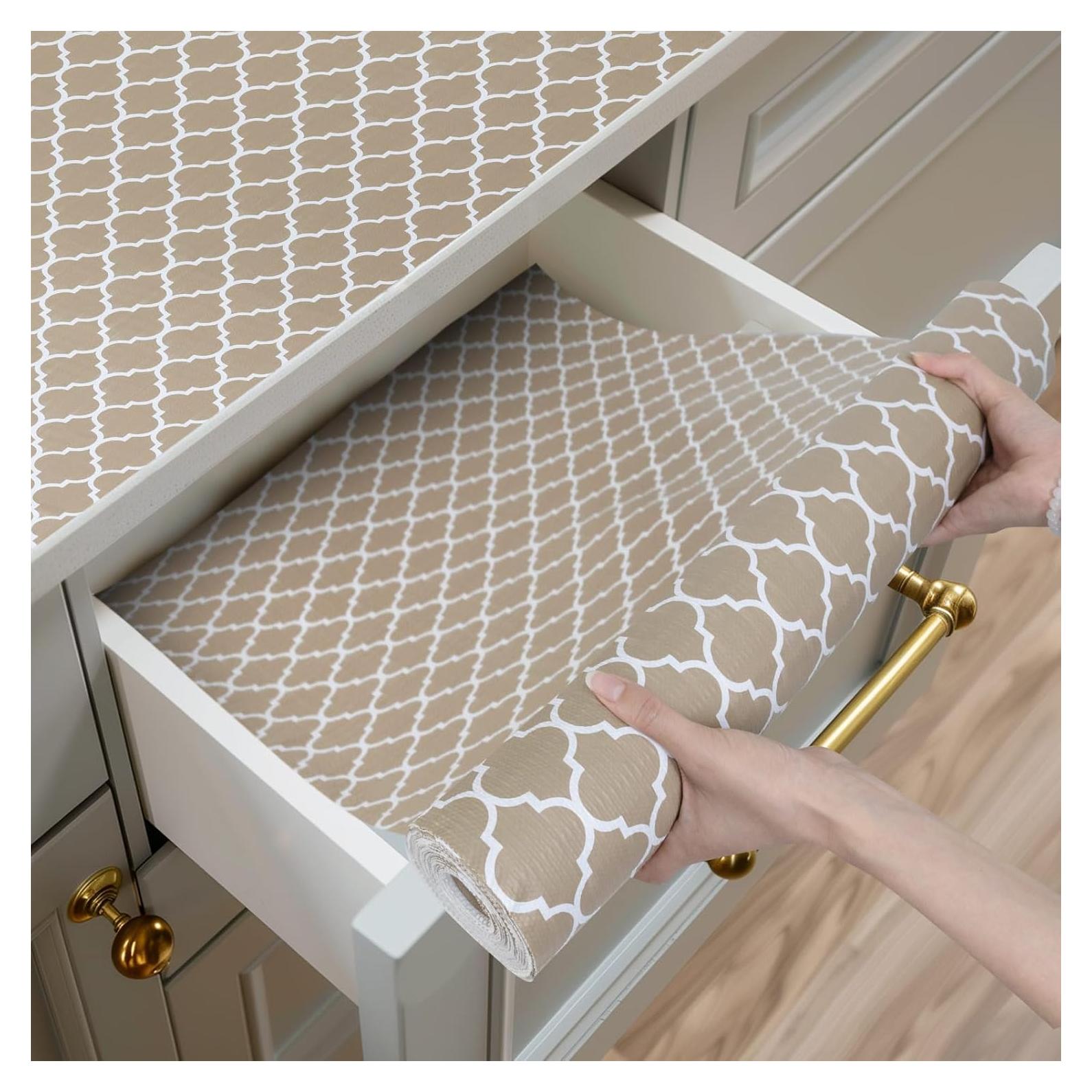 Forro de Estante Antideslizante Shinlendid Beige 30.48x299.72 cm