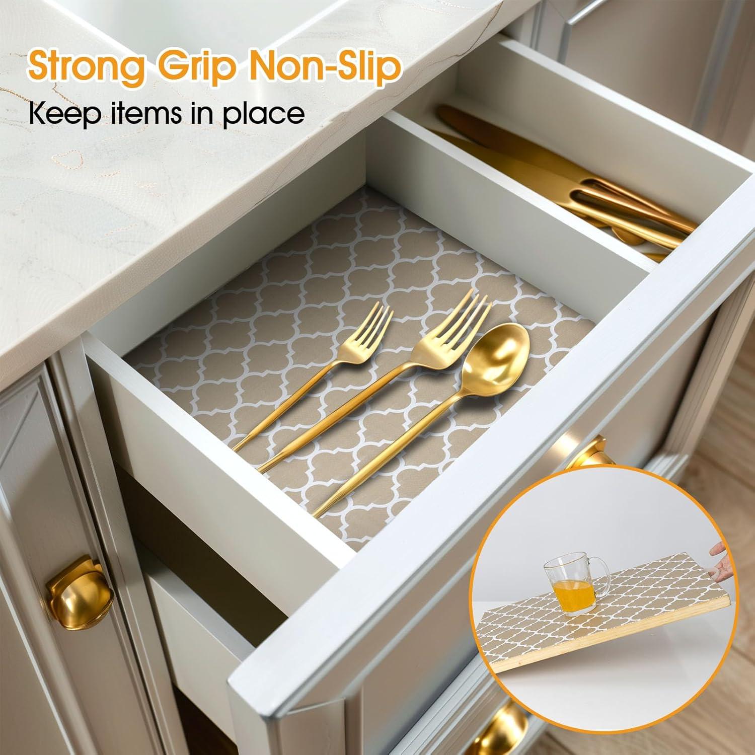 Forro de Estante Antideslizante Shinlendid Beige 30.48x299.72 cm