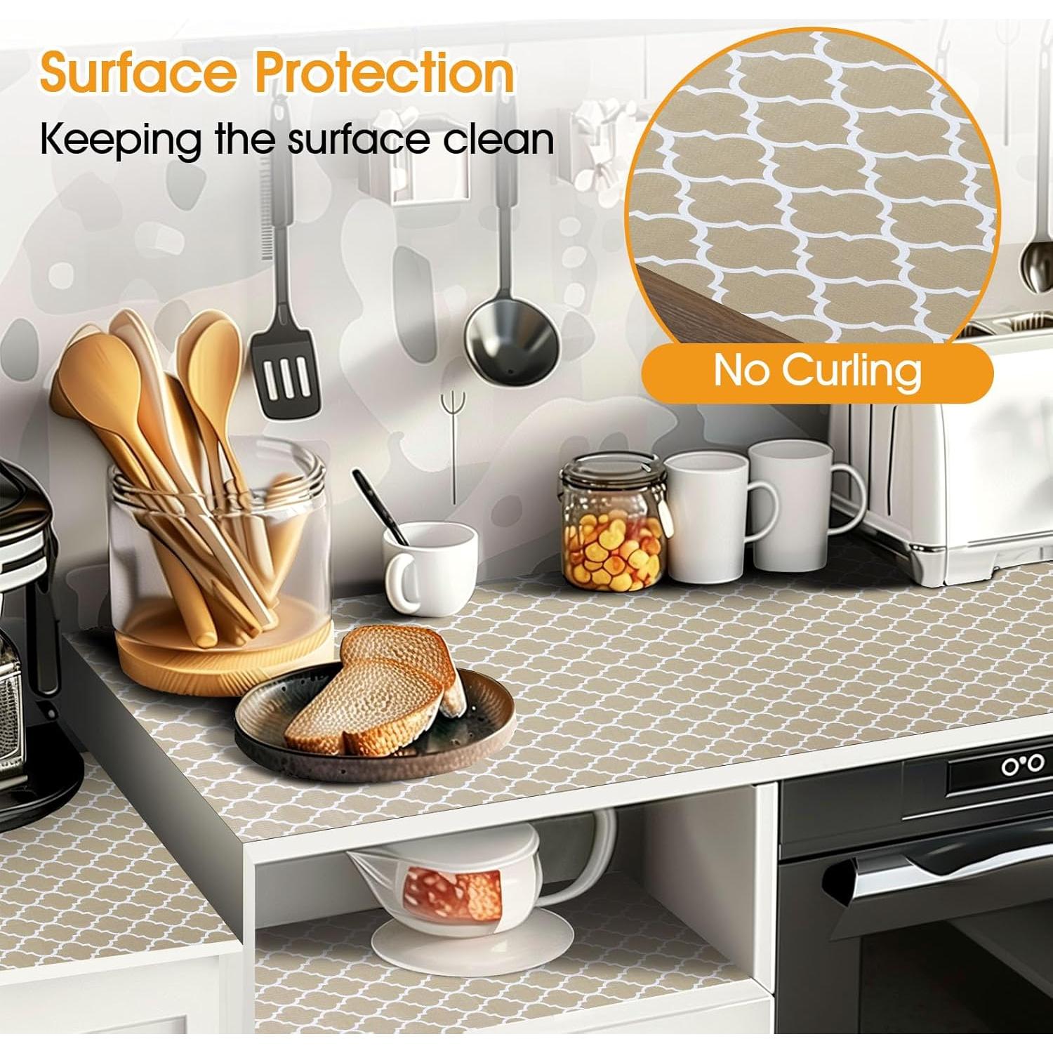 Forro de Estante Antideslizante Shinlendid Beige 30.48x299.72 cm