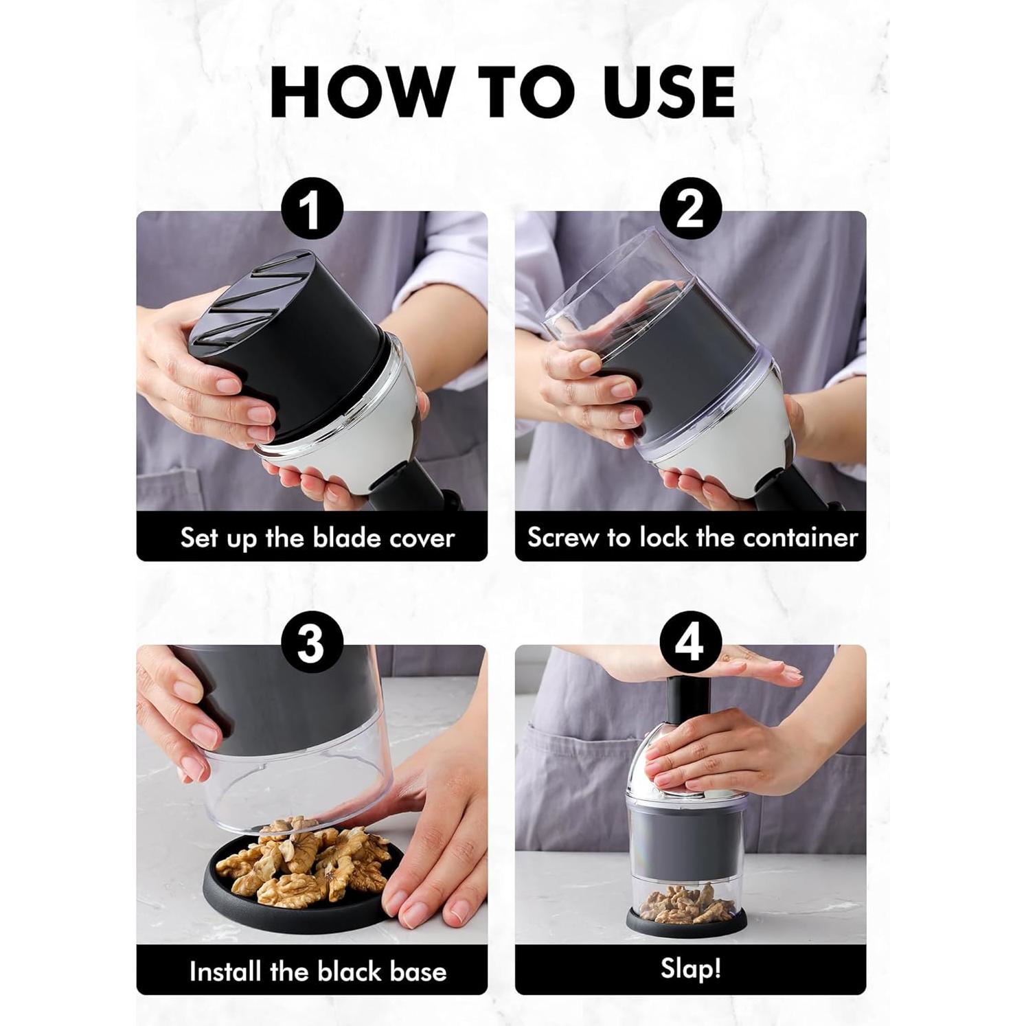 Picador Manual de Alimentos GDL - Acero Inoxidable, Negro