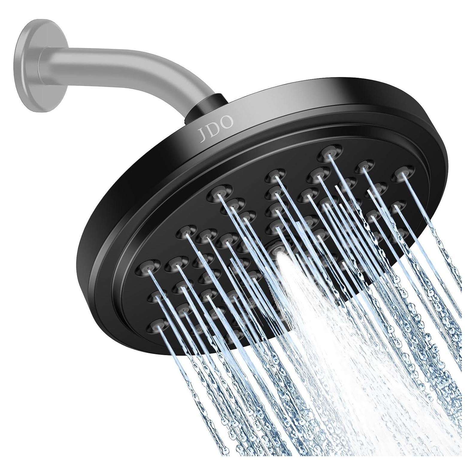 Cabezal de Ducha JDO Alta Presión 17.78 cm Negro Mate