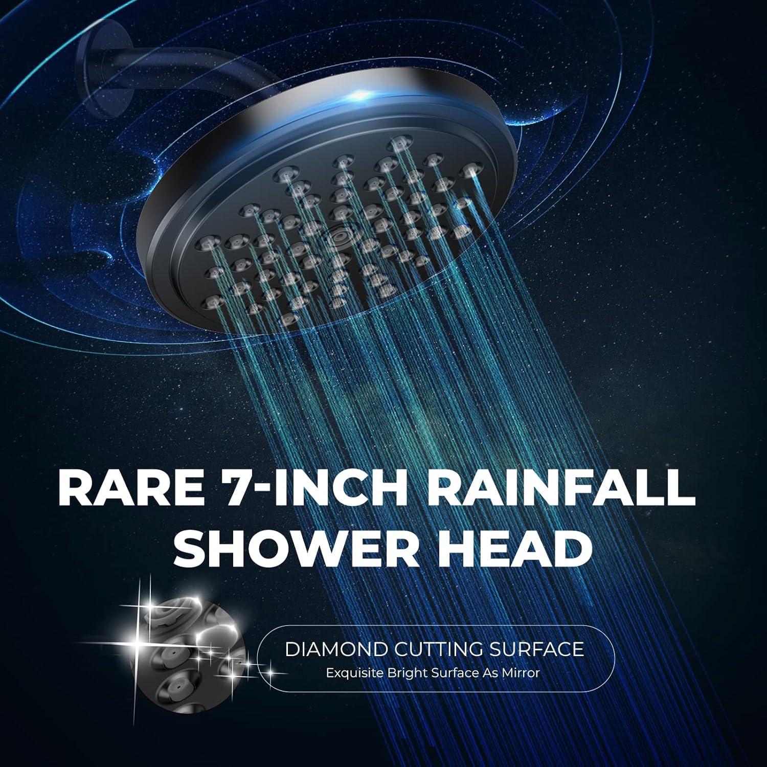 Cabezal de Ducha JDO Alta Presión 17.78 cm Negro Mate