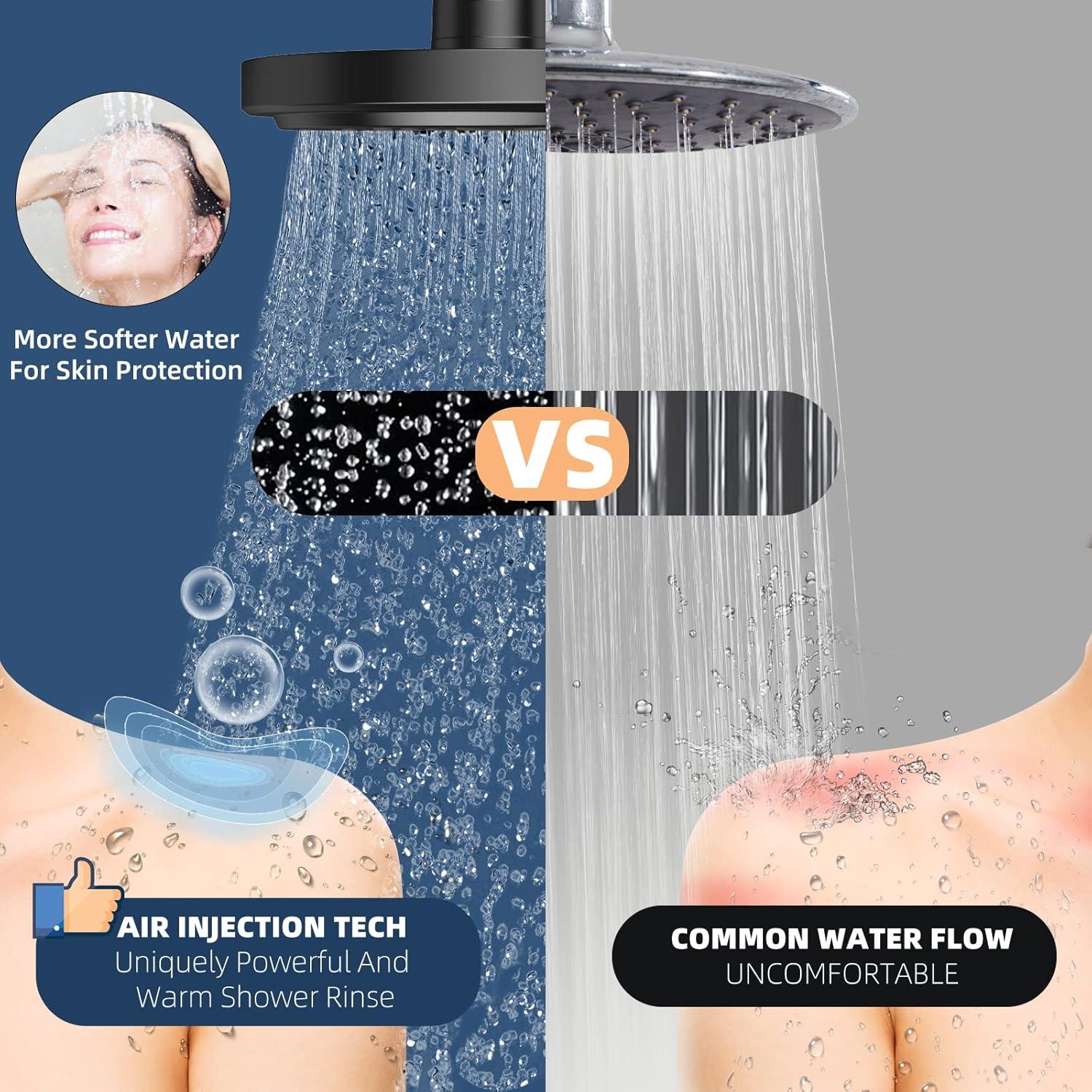 Cabezal de Ducha JDO Alta Presión 17.78 cm Negro Mate