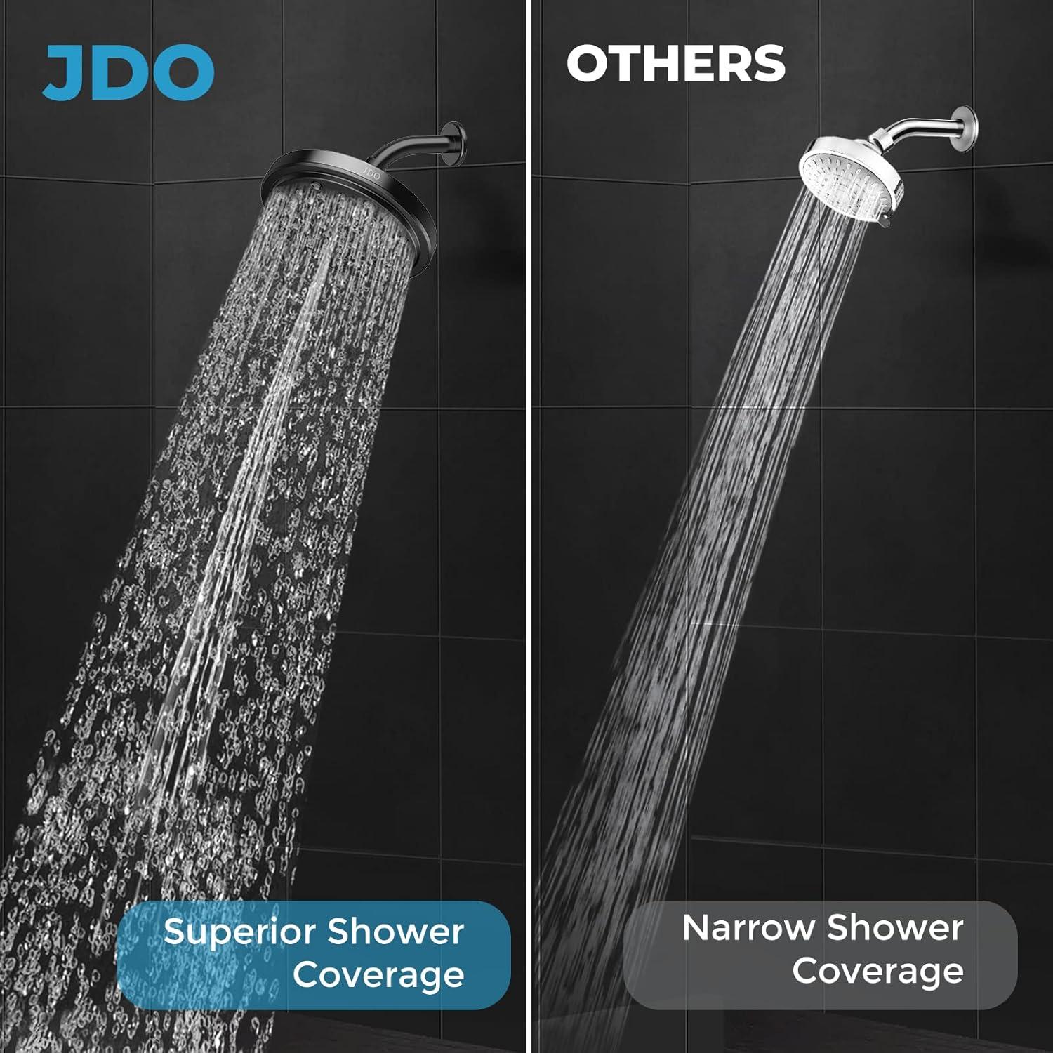 Cabezal de Ducha JDO Alta Presión 17.78 cm Negro Mate