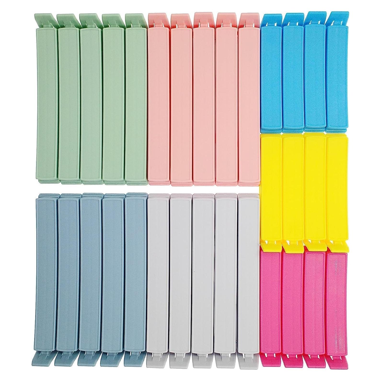 32 PCS Plastic Chip Clips for Food Packages, Curved Design Sealing Bag Clips for Food, Kitchen and Home, 2 Sizes(4.3inch x 20, 3.1inch x 12)