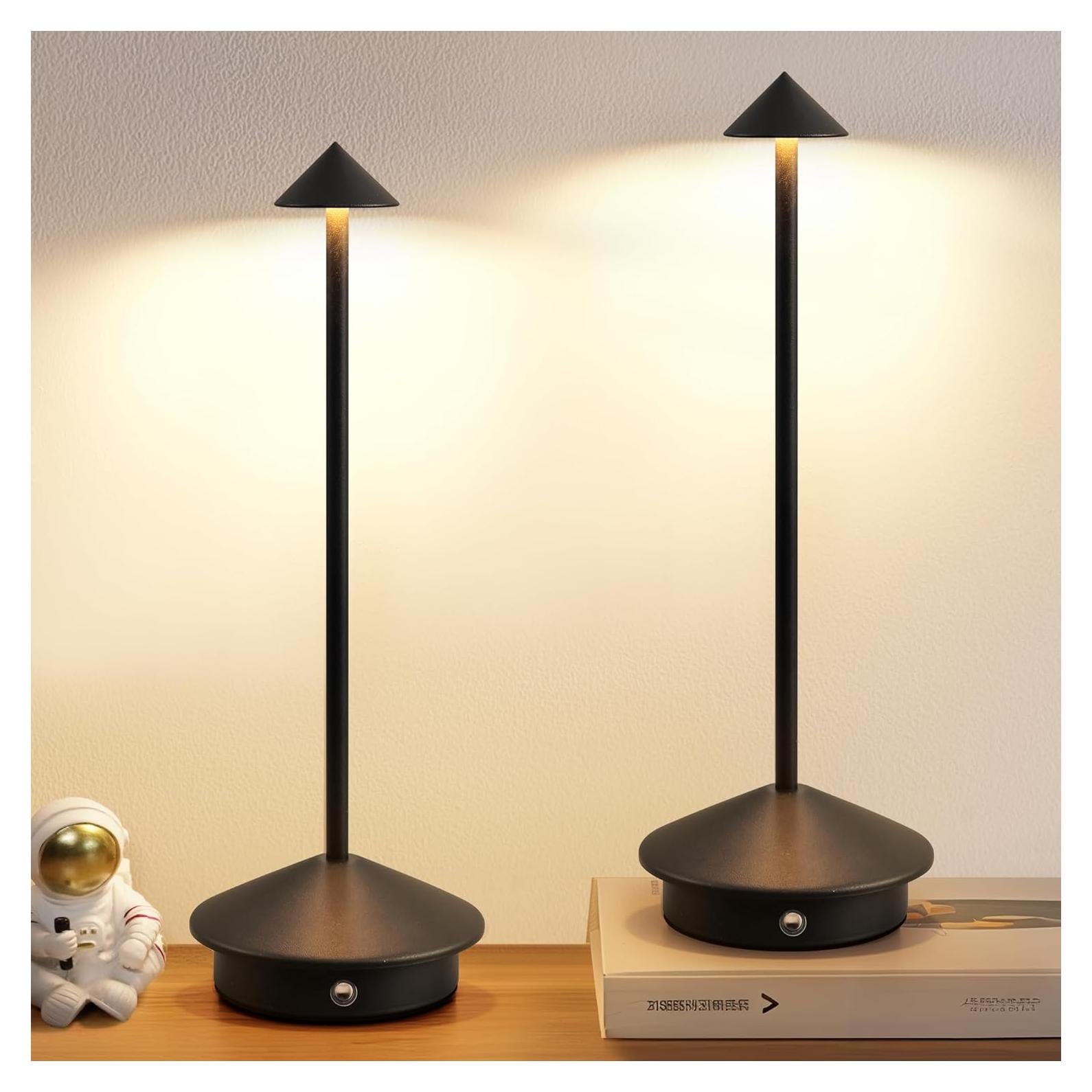 Juego de 2 Lámparas de Mesa Inalámbricas LED 5000mAh Negro