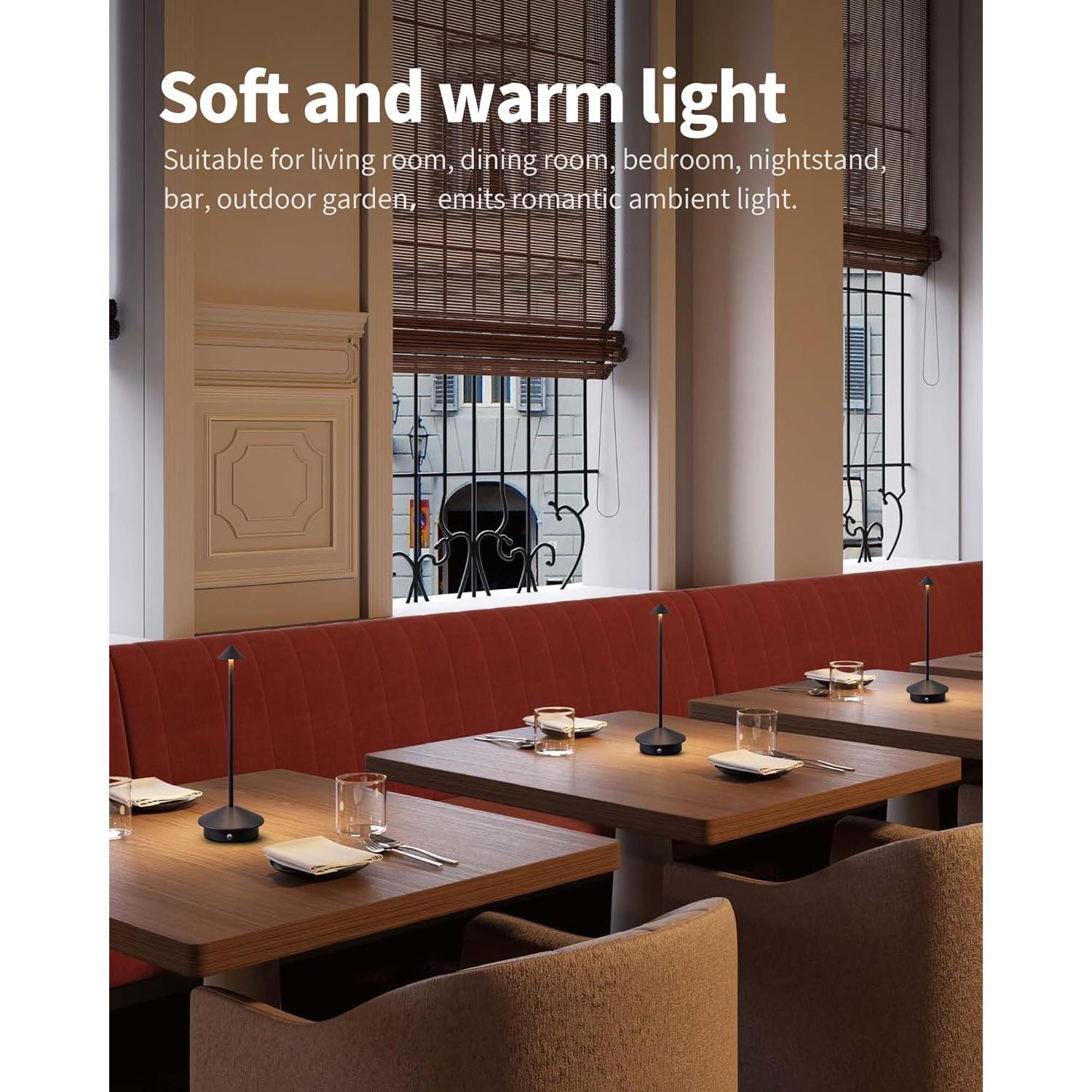 Juego de 2 Lámparas de Mesa Inalámbricas LED 5000mAh Negro