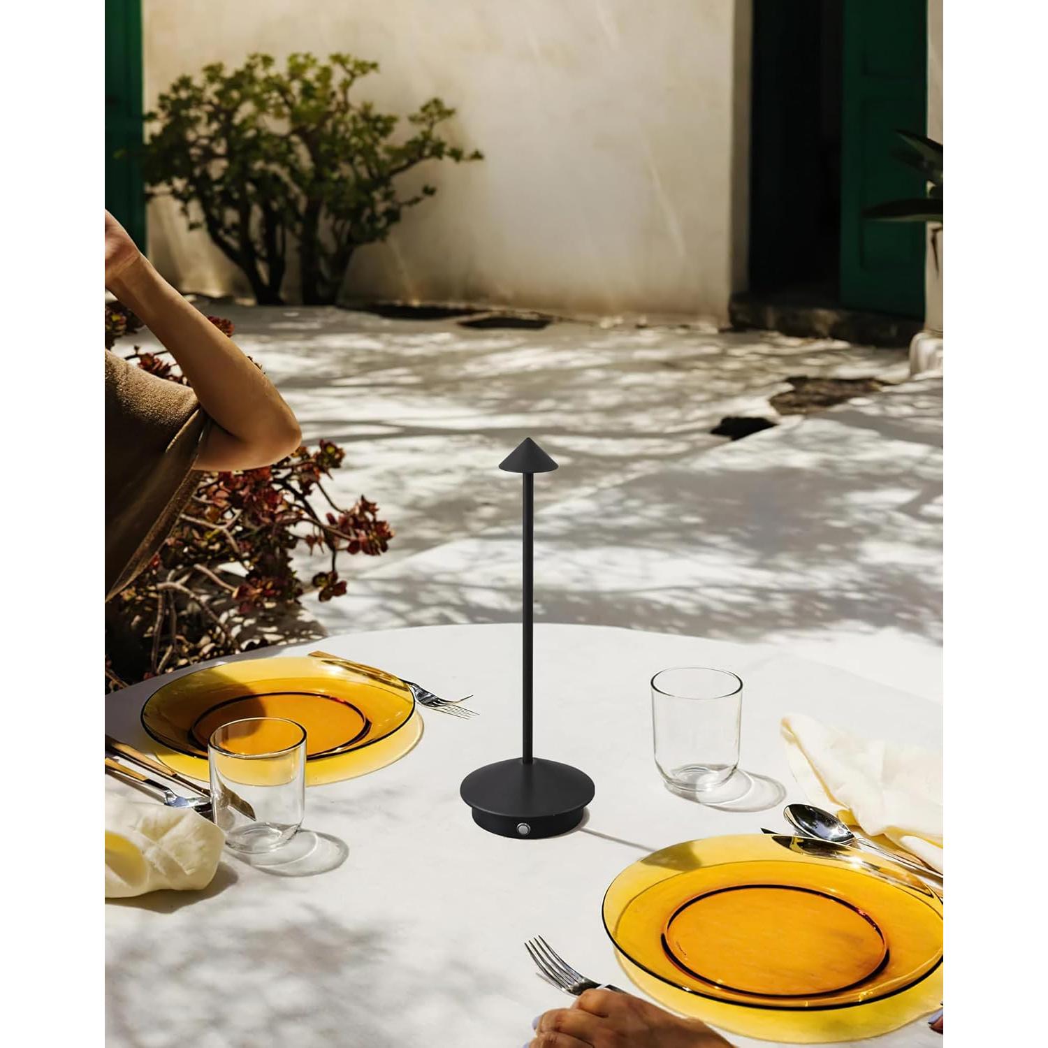 Juego de 2 Lámparas de Mesa Inalámbricas LED 5000mAh Negro