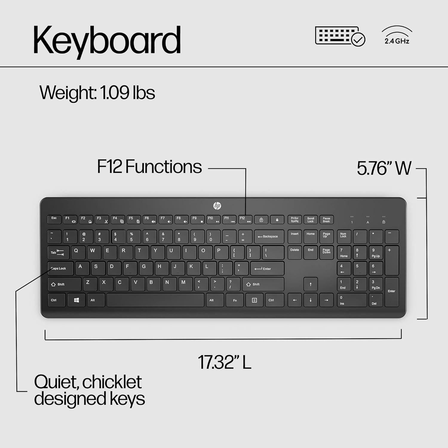 Teclado Inalámbrico HP 230 - Diseño Silencioso y Ergonomía