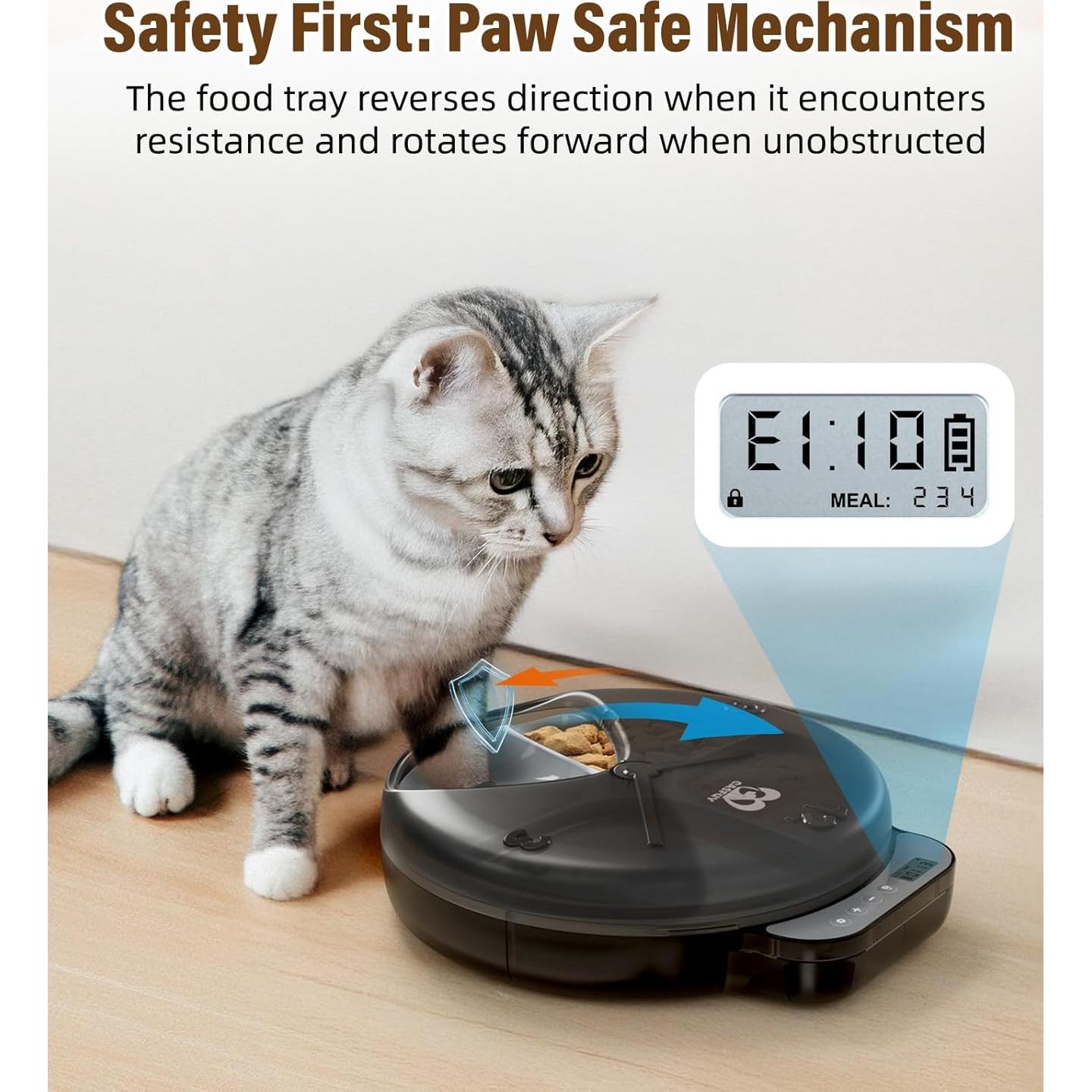 Dispensador Automático de Comida para Gatos Casfuy F26-L 4 Comidas