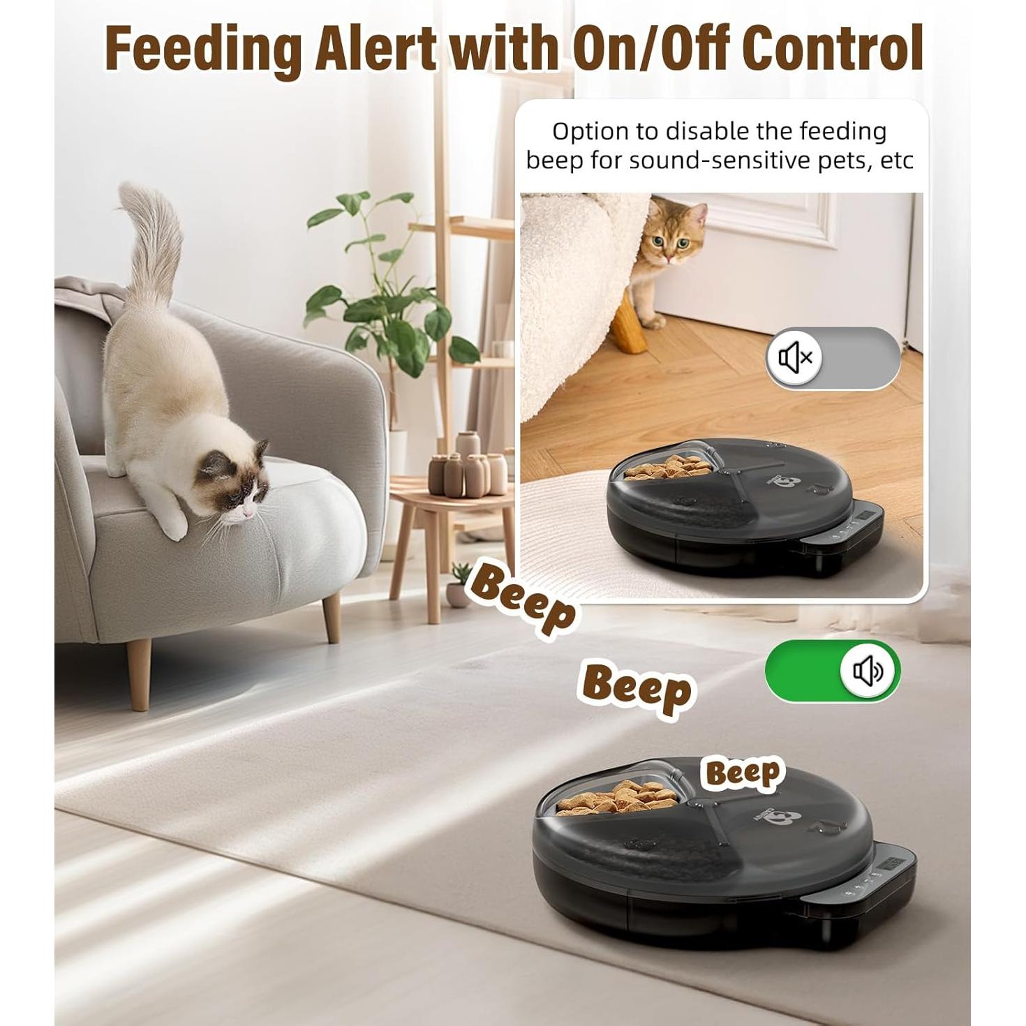 Dispensador Automático de Comida para Gatos Casfuy F26-L 4 Comidas