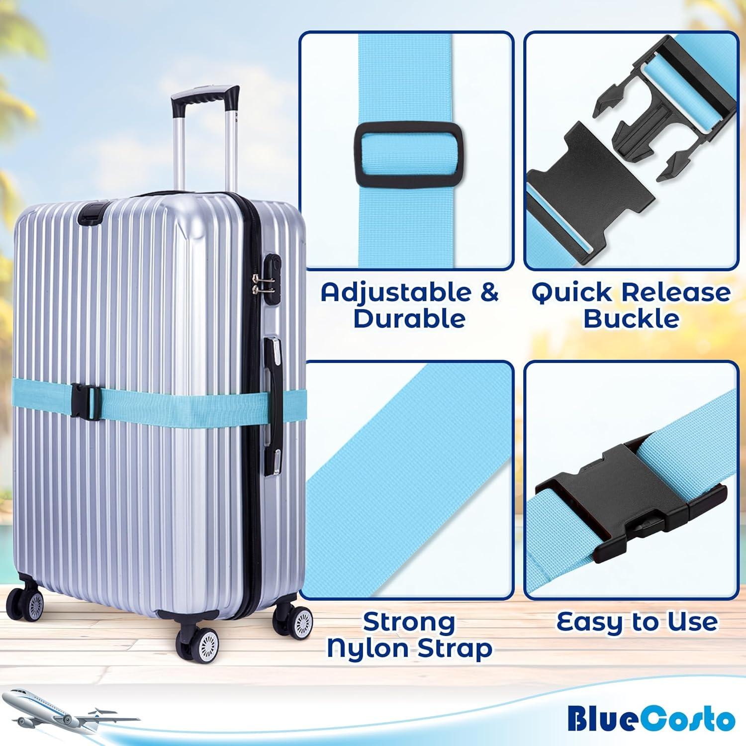 Correas de Equipaje BlueCosto 4 PK Ajustables Nylon Azul
