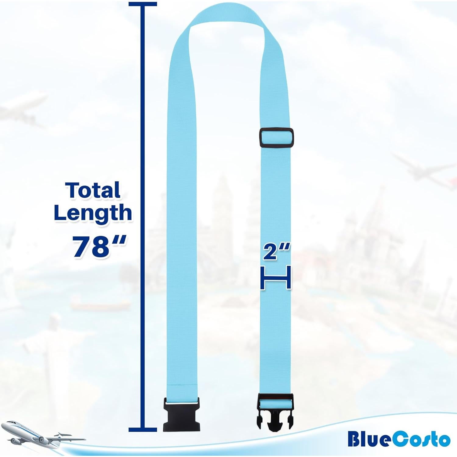 Correas de Equipaje BlueCosto 4 PK Ajustables Nylon Azul