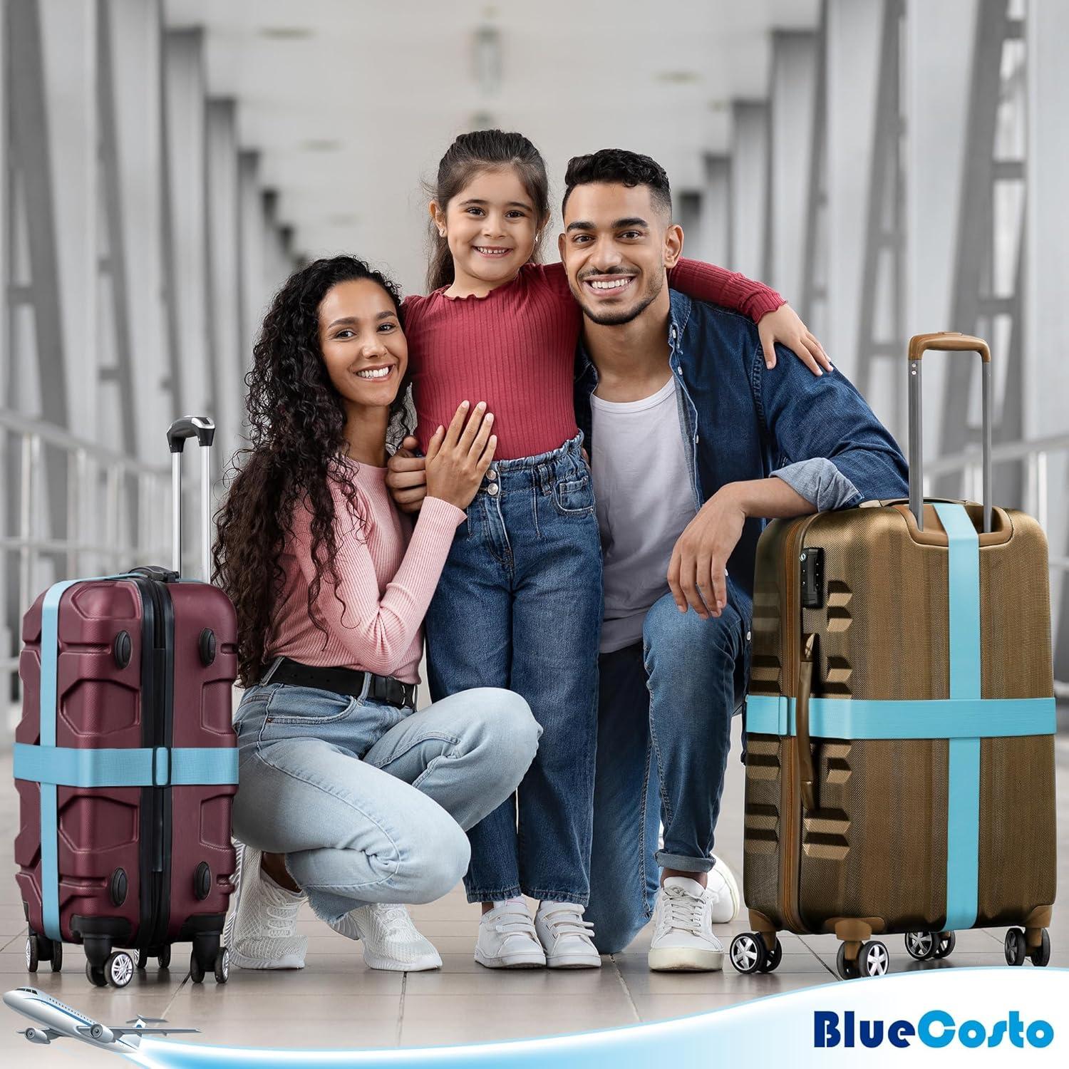 Correas de Equipaje BlueCosto 4 PK Ajustables Nylon Azul