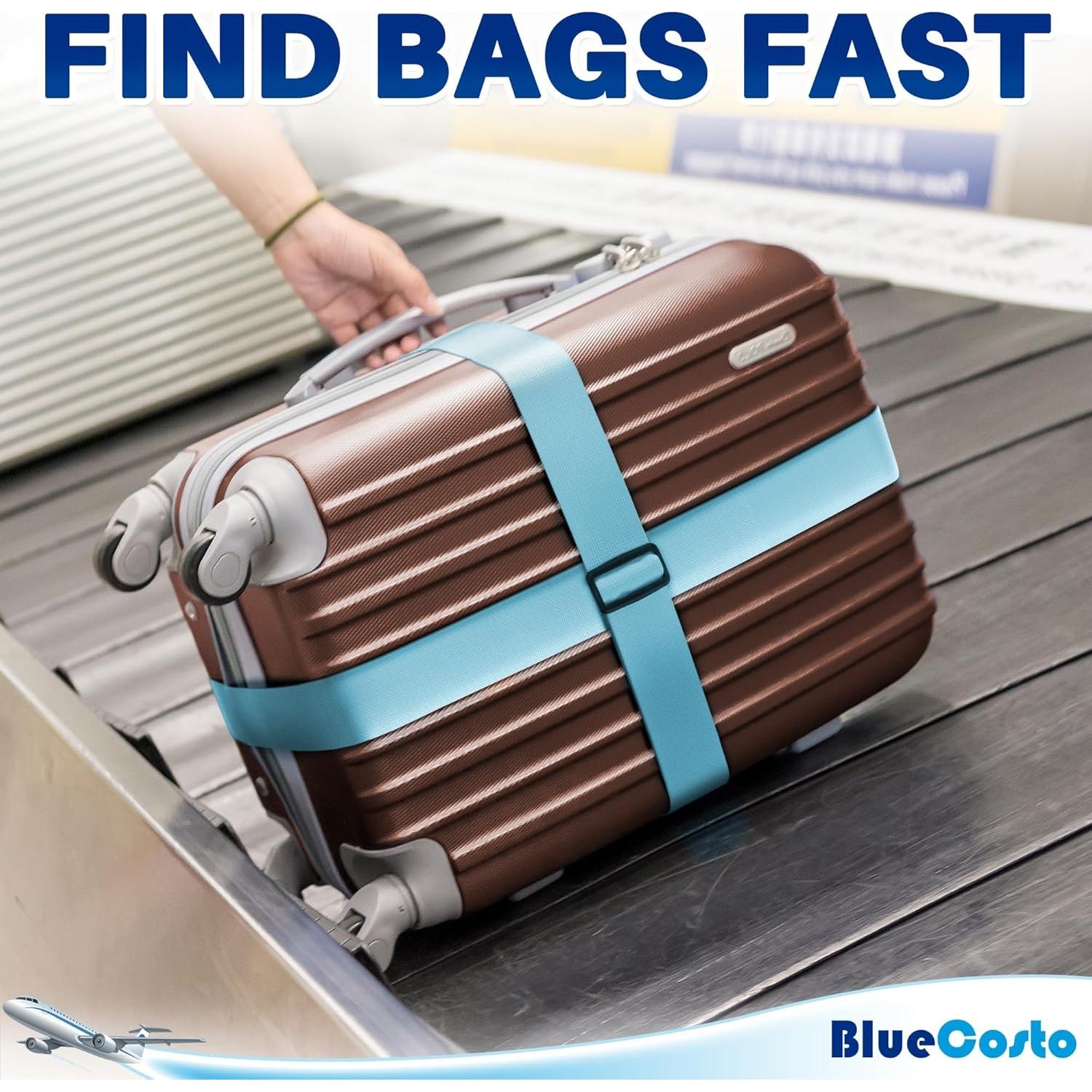 Correas de Equipaje BlueCosto 4 PK Ajustables Nylon Azul