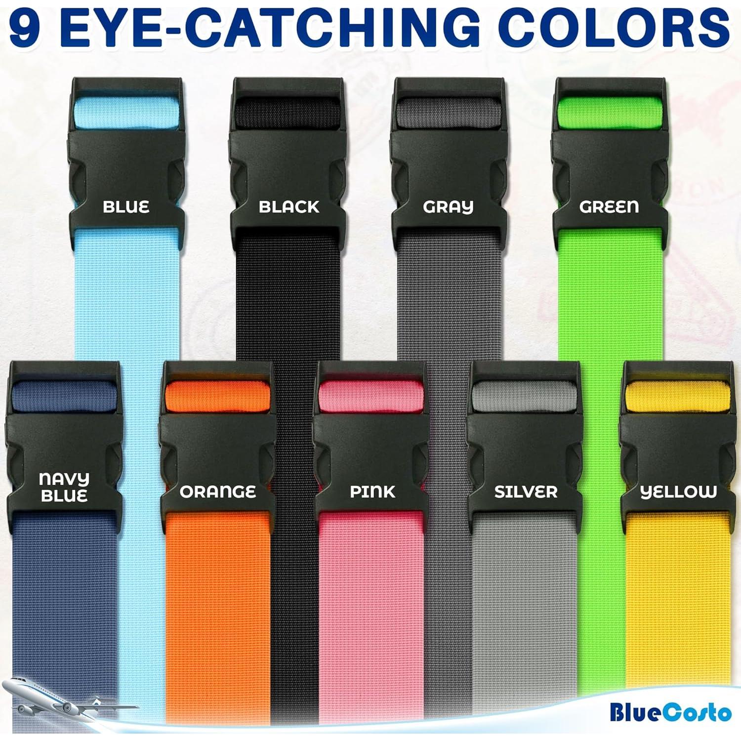 Correas de Equipaje BlueCosto 4 PK Ajustables Nylon Azul