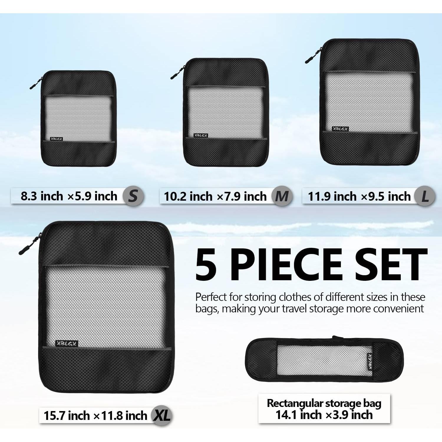 Set de Cubos de Compresión para Maletas 5 Piezas Negro