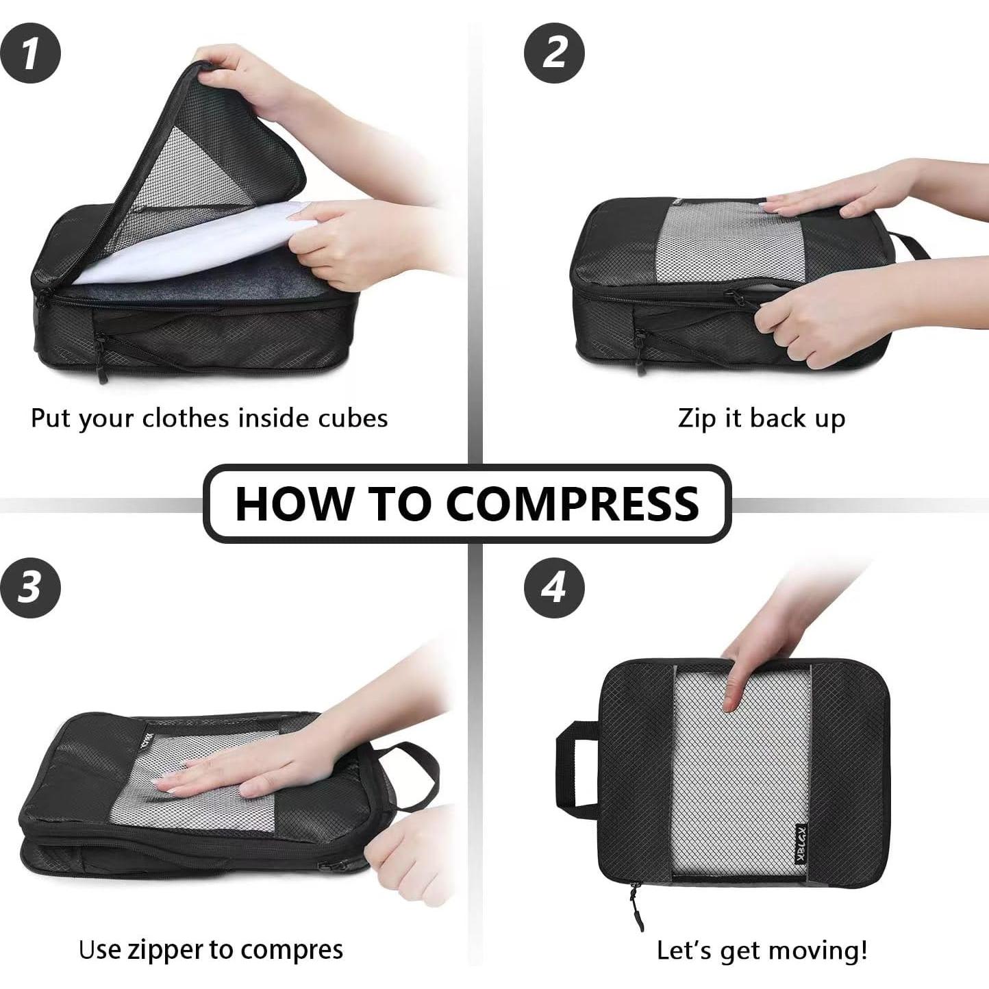 Set de Cubos de Compresión para Maletas 5 Piezas Negro