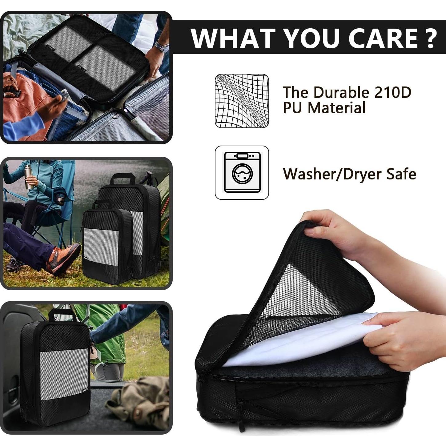 Set de Cubos de Compresión para Maletas 5 Piezas Negro