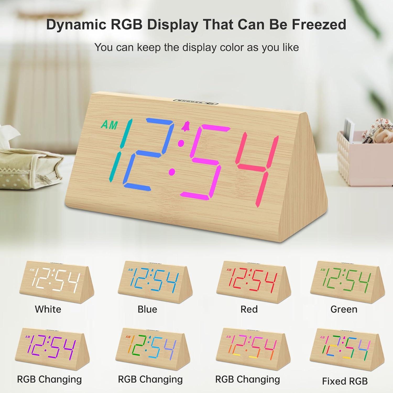 Reloj Despertador Digital DreamSky de Madera RGB con USB
