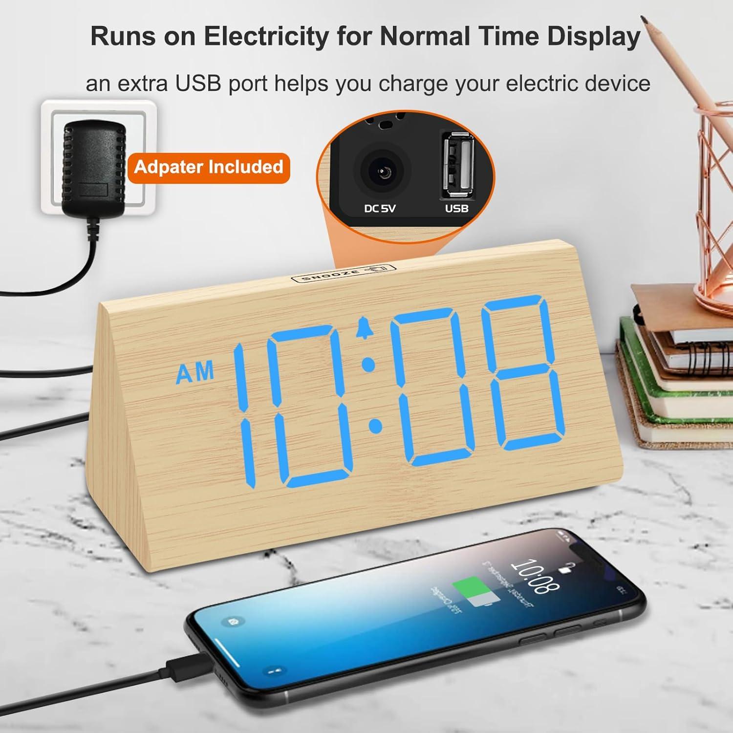 Reloj Despertador Digital DreamSky de Madera RGB con USB