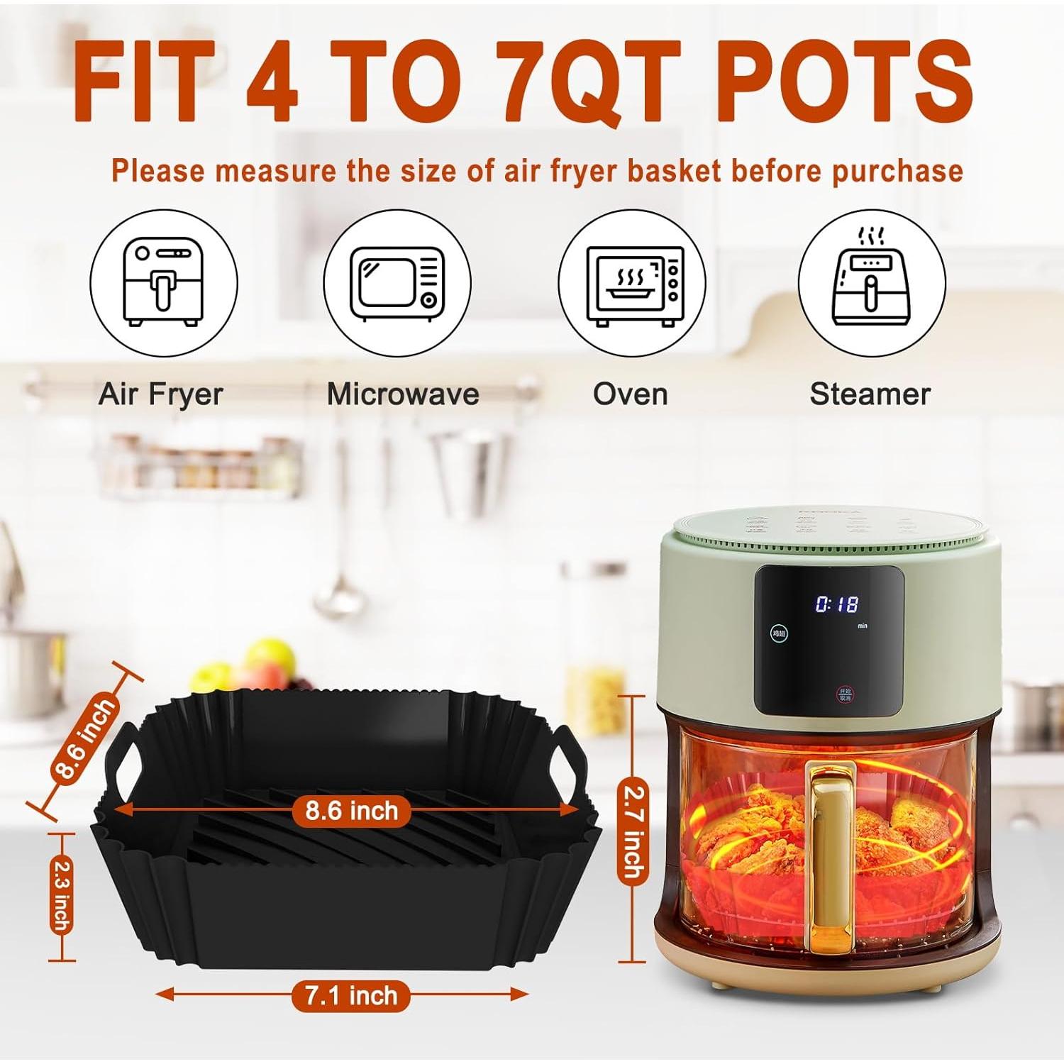 Paquete de 2 forros de silicona Seropy 7.1" para freidora 4-7 QT