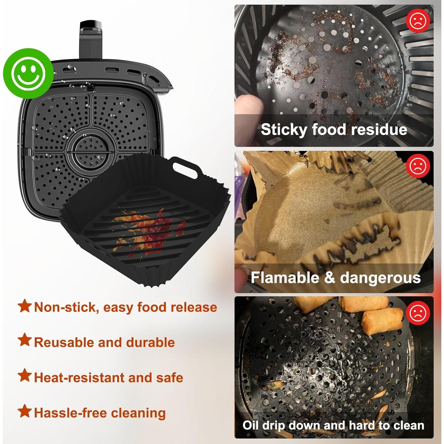 Paquete de 2 forros de silicona Seropy 7.1" para freidora 4-7 QT