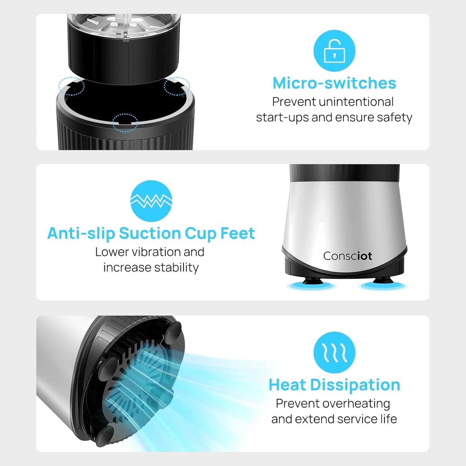 Batidora Personal Consciot CB08 11 Piezas 900W para Smoothies