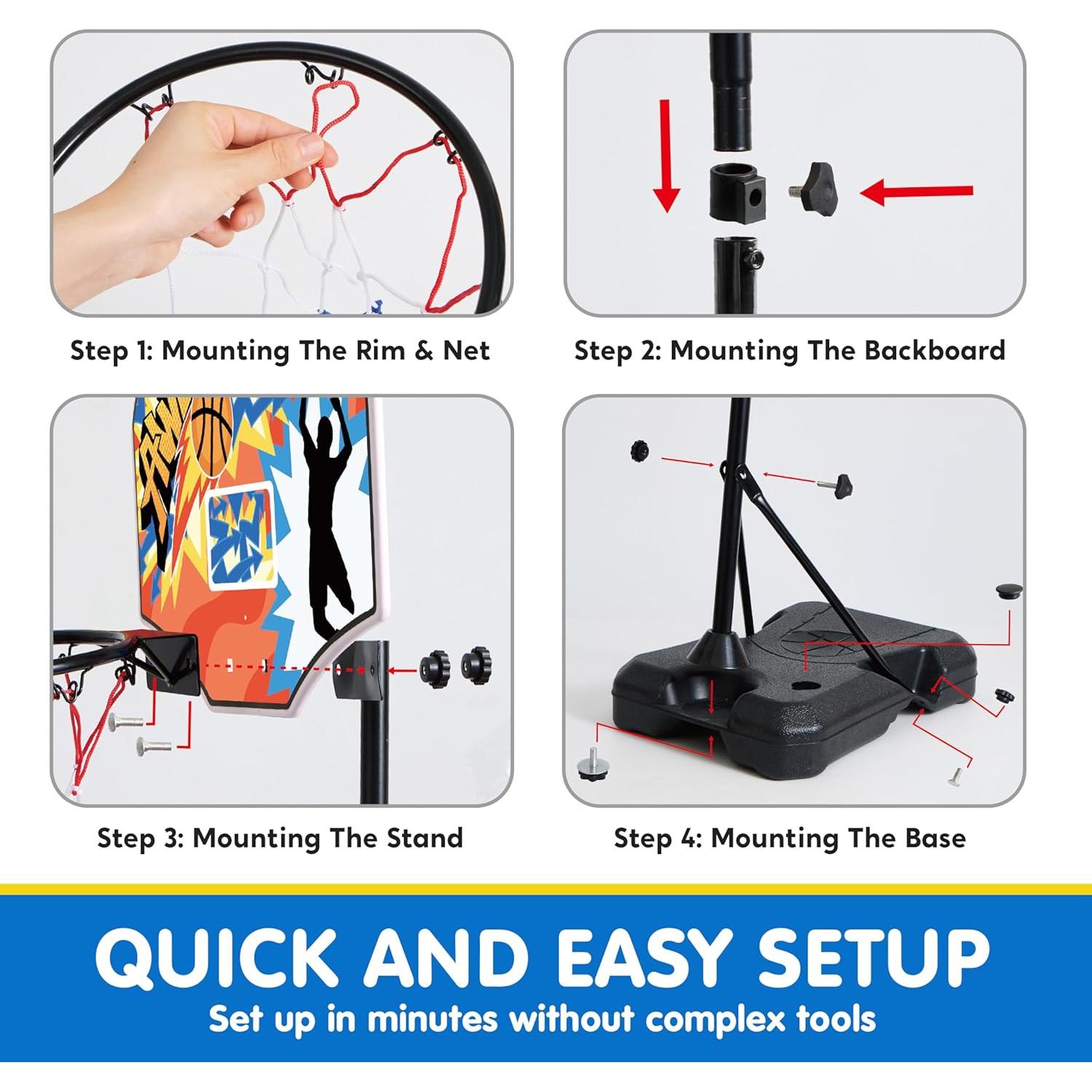 Aro de Baloncesto Joyin Altura Ajustable 0.79-1.88 m Niños