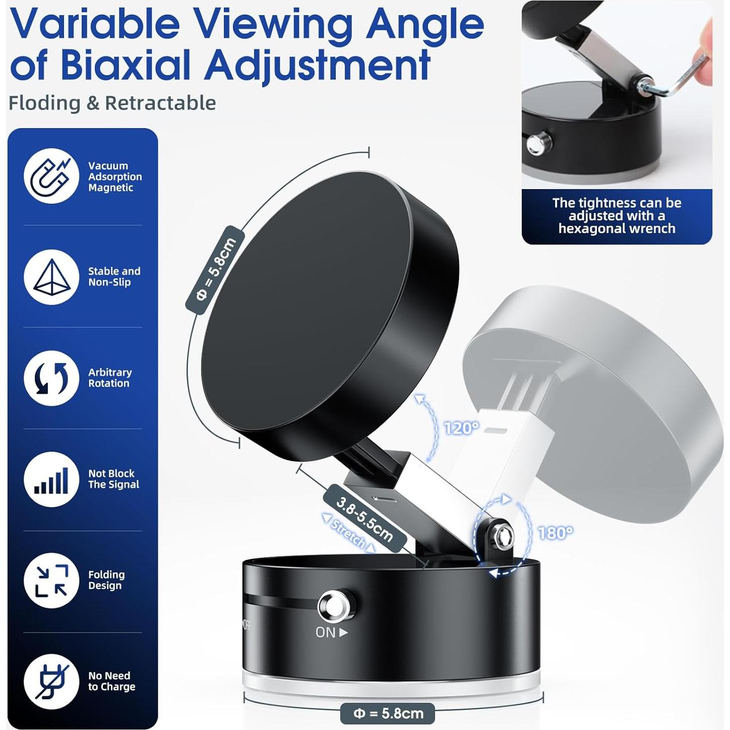 Soporte Magnético de Teléfono ANKND0 Plegable y Ajustable - Negro