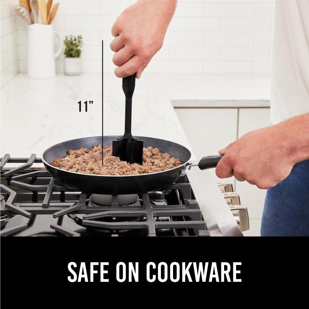 Picador de Carne Gorilla Grip Negro, Mango Ergonómico, Antiadherente