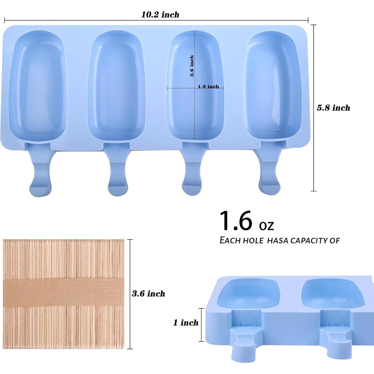 Moldes de Silicona para Helado WMKGG 2 PCS 100ml Azul