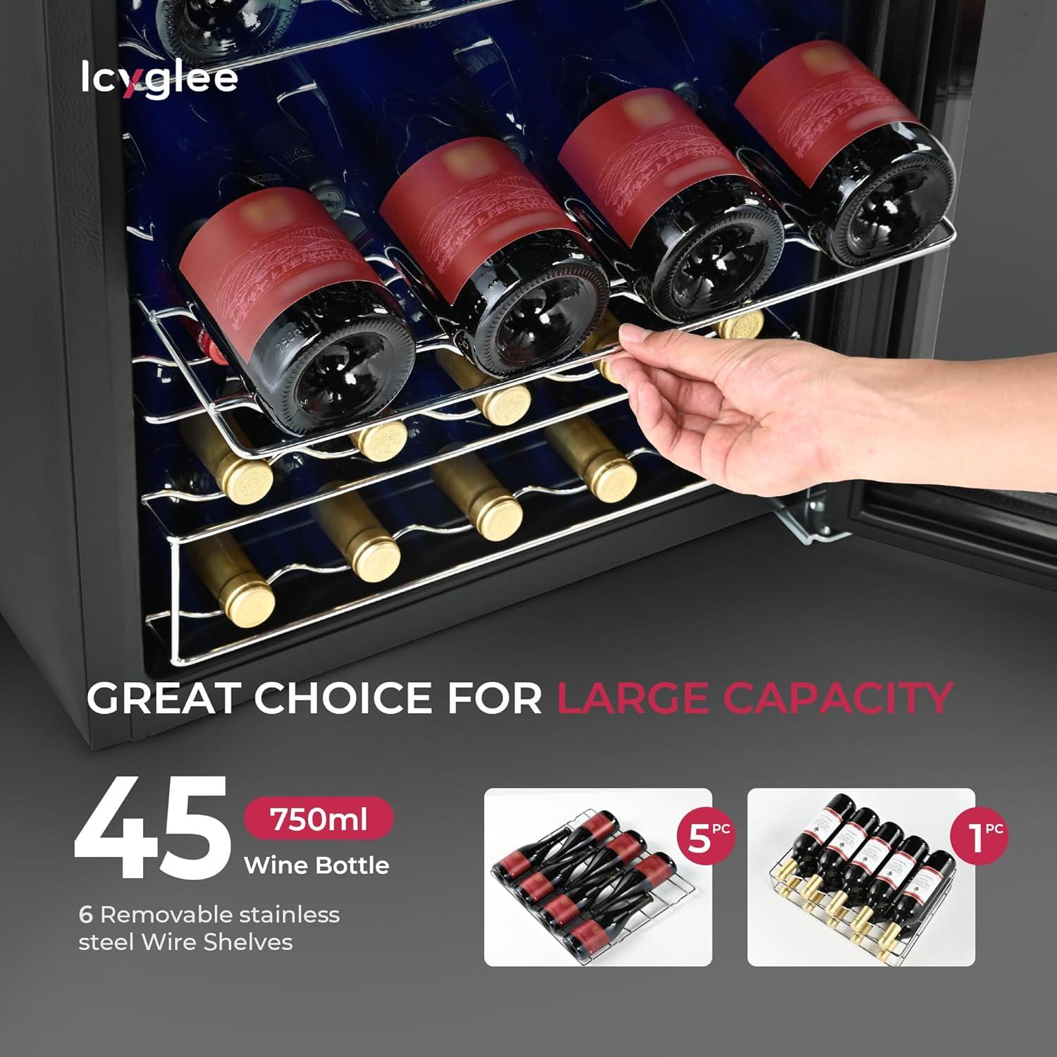 Refrigerador de Vino Icyglee WC-145 4.5 Pies Cúbicos Negro