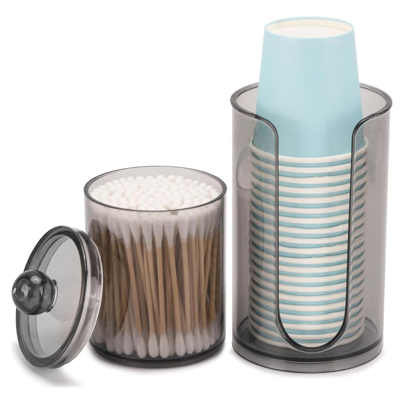 Dispensador de vasos de baño LoveBB negro con soporte para hisopos