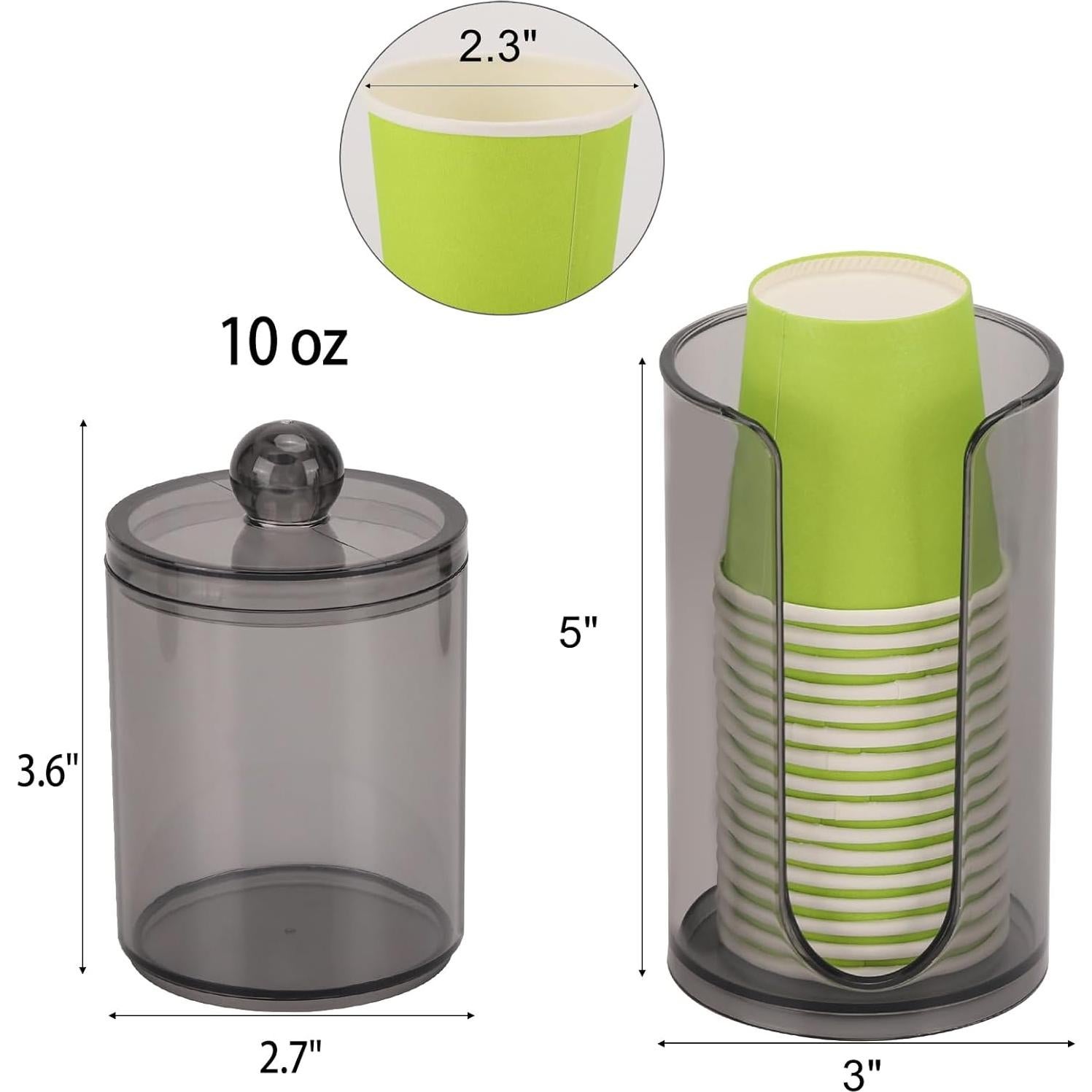 Dispensador de vasos de baño LoveBB negro con soporte para hisopos