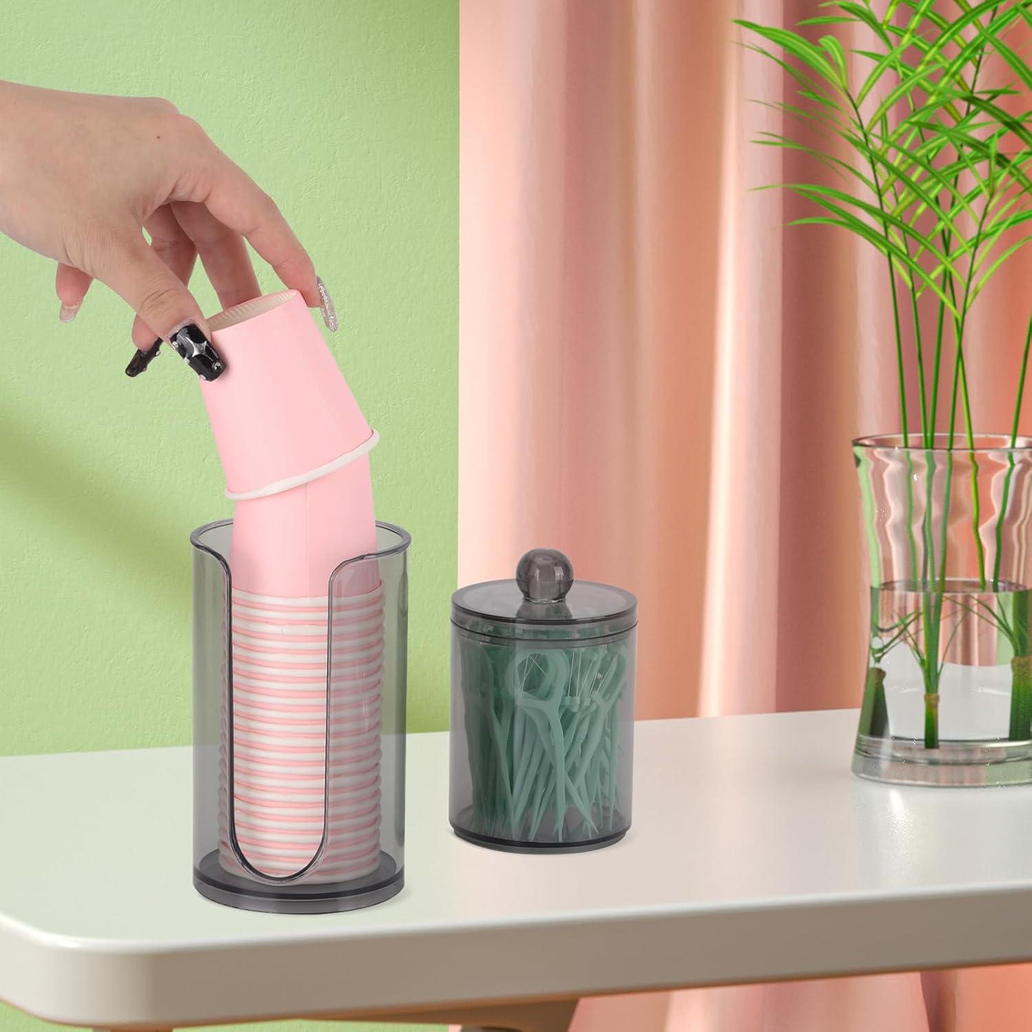 Dispensador de vasos de baño LoveBB negro con soporte para hisopos