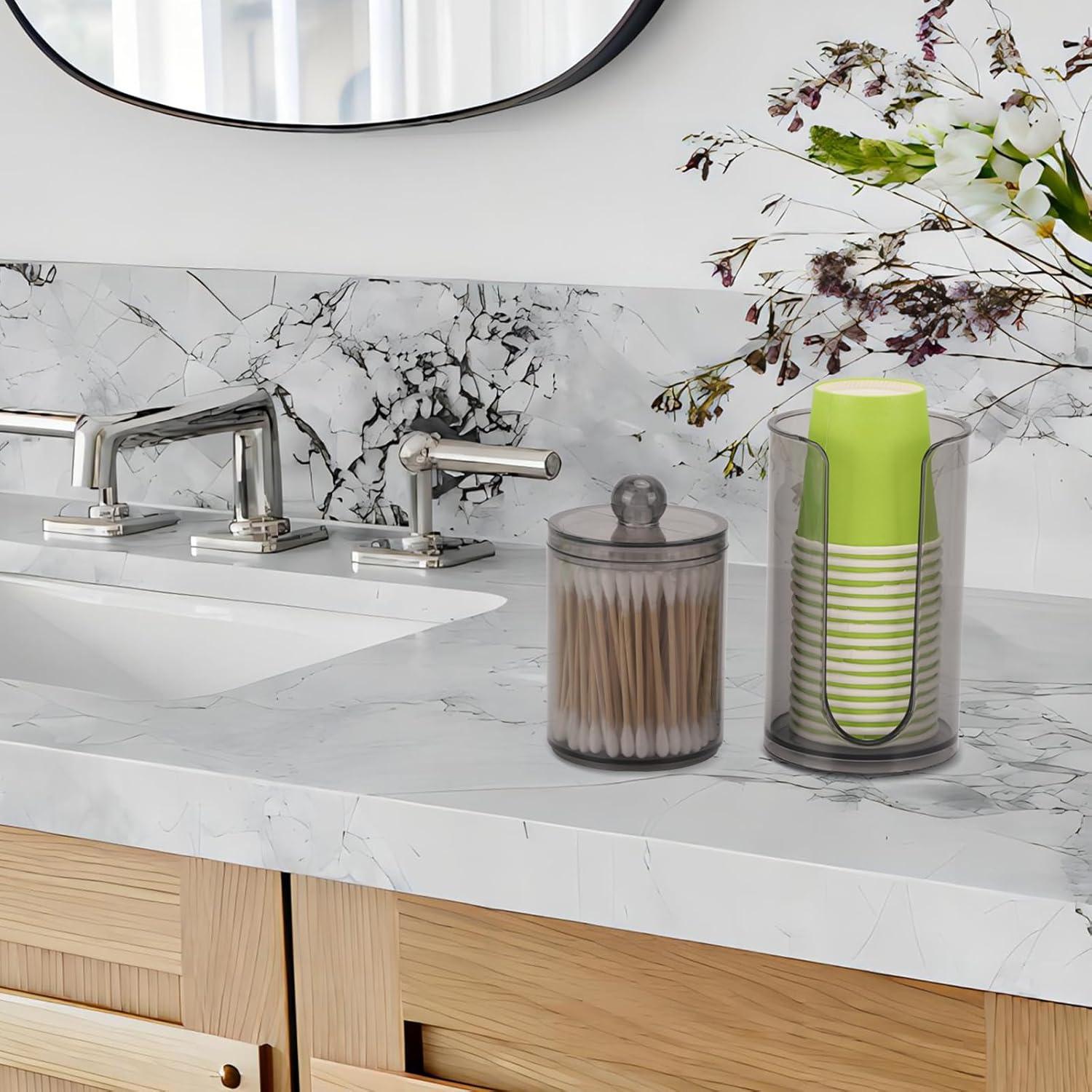 Dispensador de vasos de baño LoveBB negro con soporte para hisopos