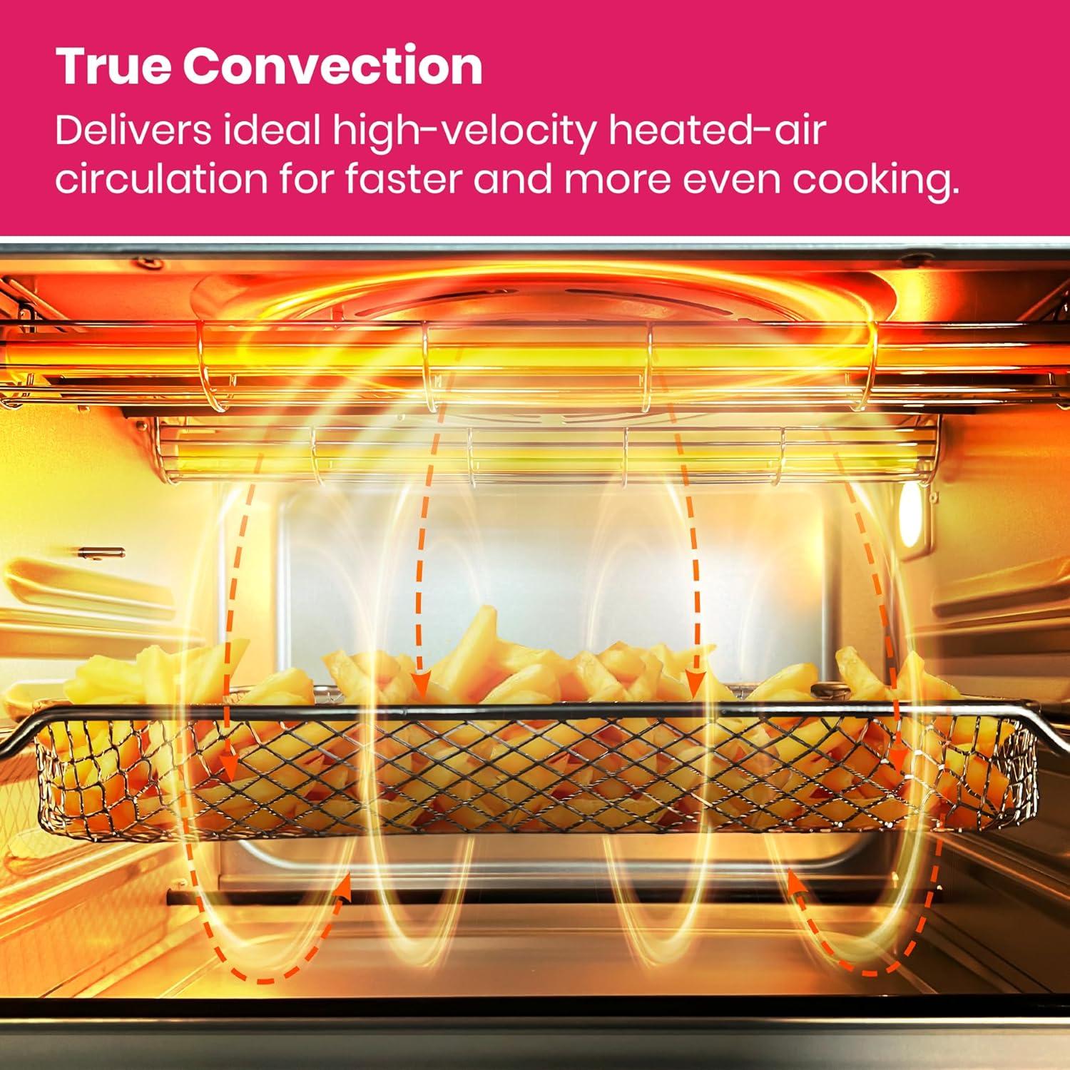 VAL CUCINA Limited Edition Happy Pink Infrared Heating Air Fryer Toaster Oven, Extra Large Countertop Convection Oven 10-in-1 Combo, 6-Slice Toast, Enamel Baking Pan Easy Clean with Recipe Book
